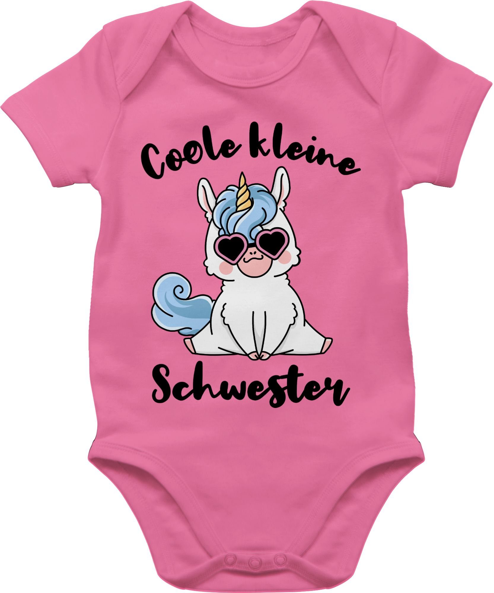 Schwester und Geschwister Bruder kleine Schwester mit Einhorn Pink 1 Shirtbody Shirtracer Coole