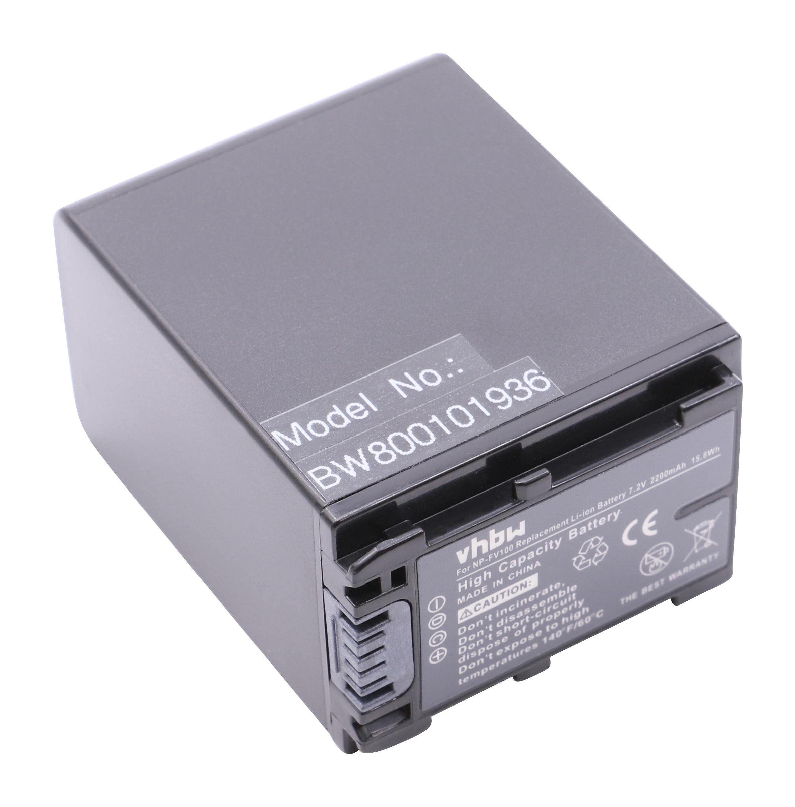 vhbw Ersatz für Sony NP-FV90, NP-FV100 für Kamera-Akku Li-Ion 2200 mAh (7,2 V)