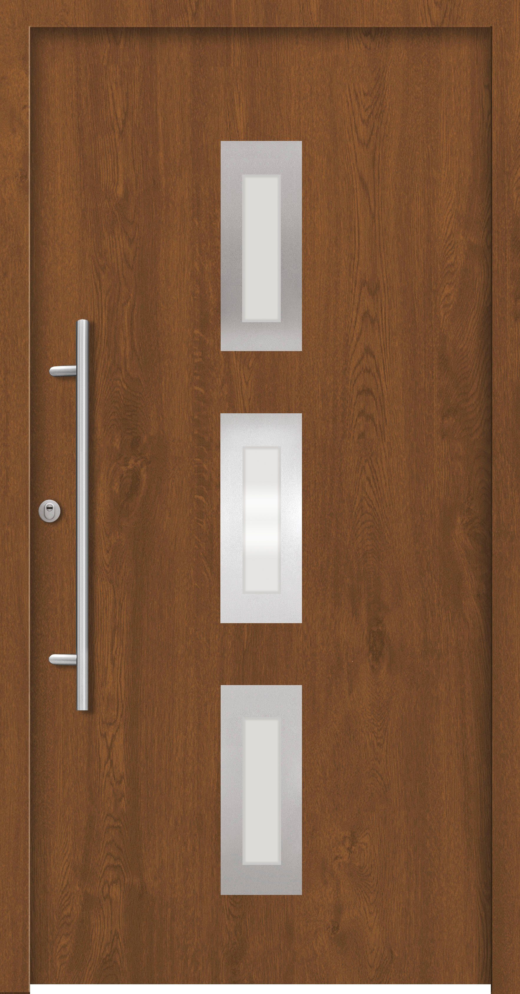 SplenDoor Haustür PULA Prime RC2 (Set), einbruchhemmend & wärmegedämmt, mit 3-fach Verglasung, mit Türrahmen Golden Oak | Haustüren