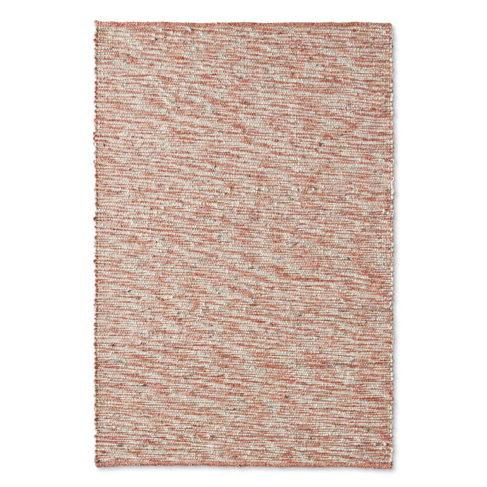 TaraCarpet Wollteppich TaraCarpet Elmstein handgewebter Schurwollteppich aus gewalkter Wolle, rechteckig, Höhe: 9 mm, Handgewebt Teppich rot gestreift Wohnzimmer Schlafzimmer 070x130 cm