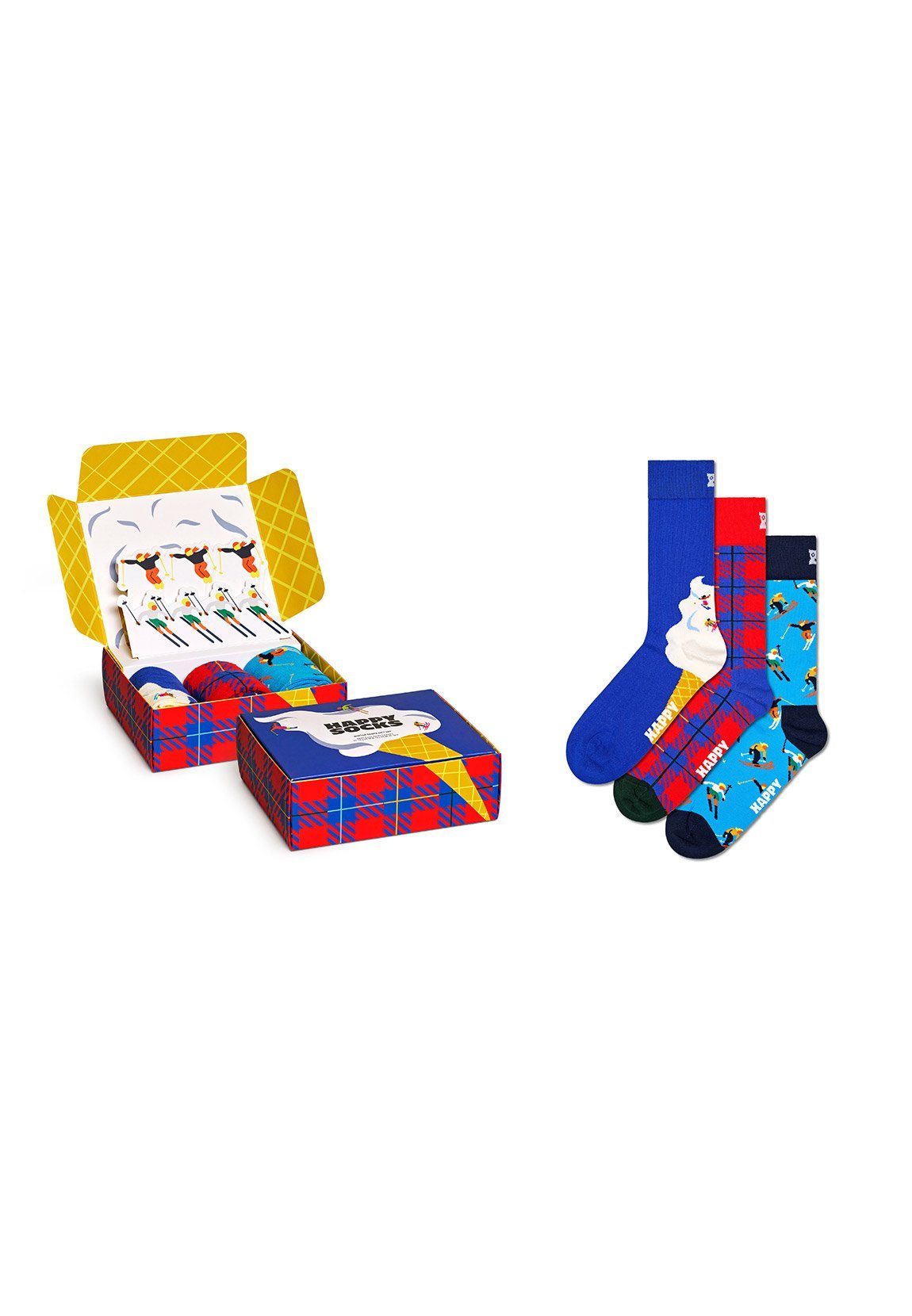 Happy Socks Freizeitsocken Happy DOWNHILL Mehrfarbig GIFT SET Socks SKIING Geschenkbox P000333