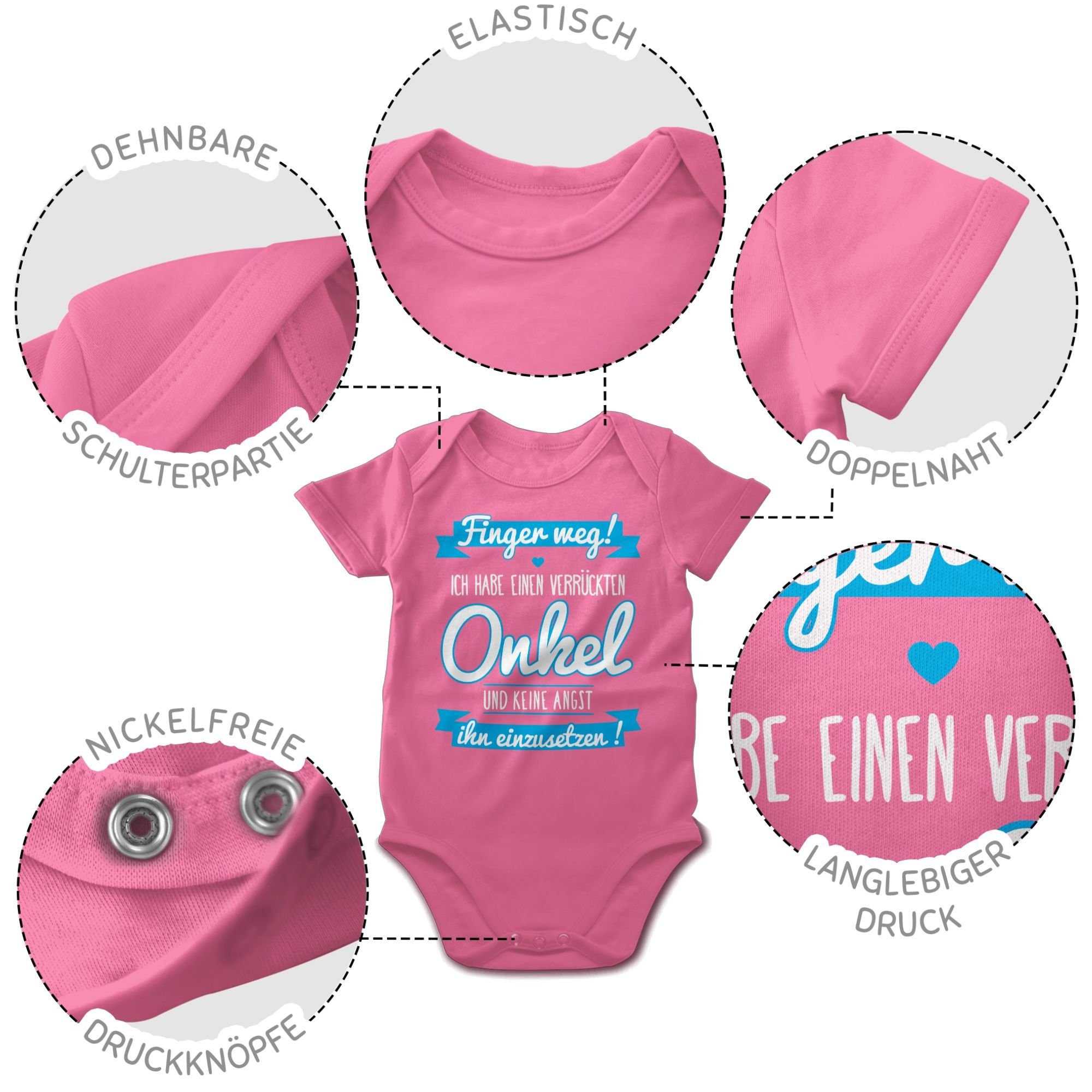 verrückten Baby Shirtracer habe Sprüche 2 einen - Geschenk Kleinkind Pink Shirtbody Baby Ich Onkel