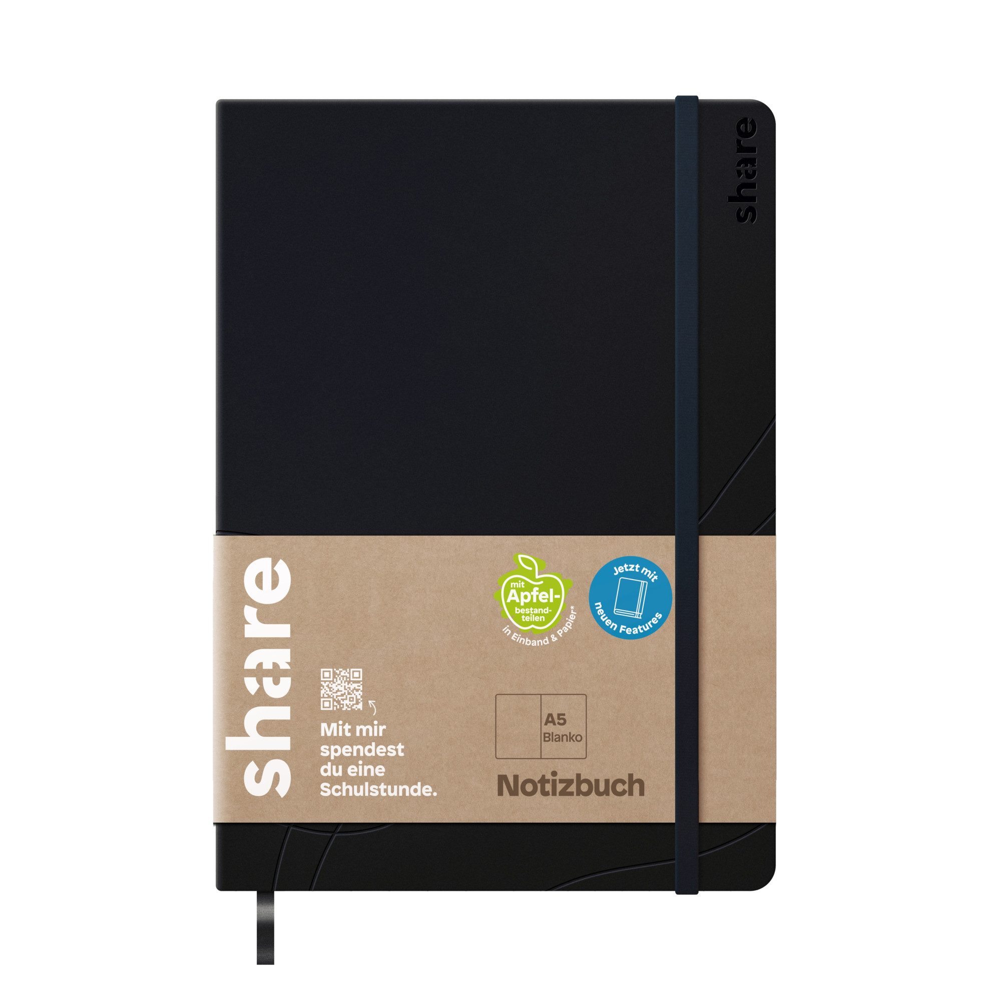 share Notizbuch Journal Y-07-10-02 A5 blanko schwarz (4 Stück)