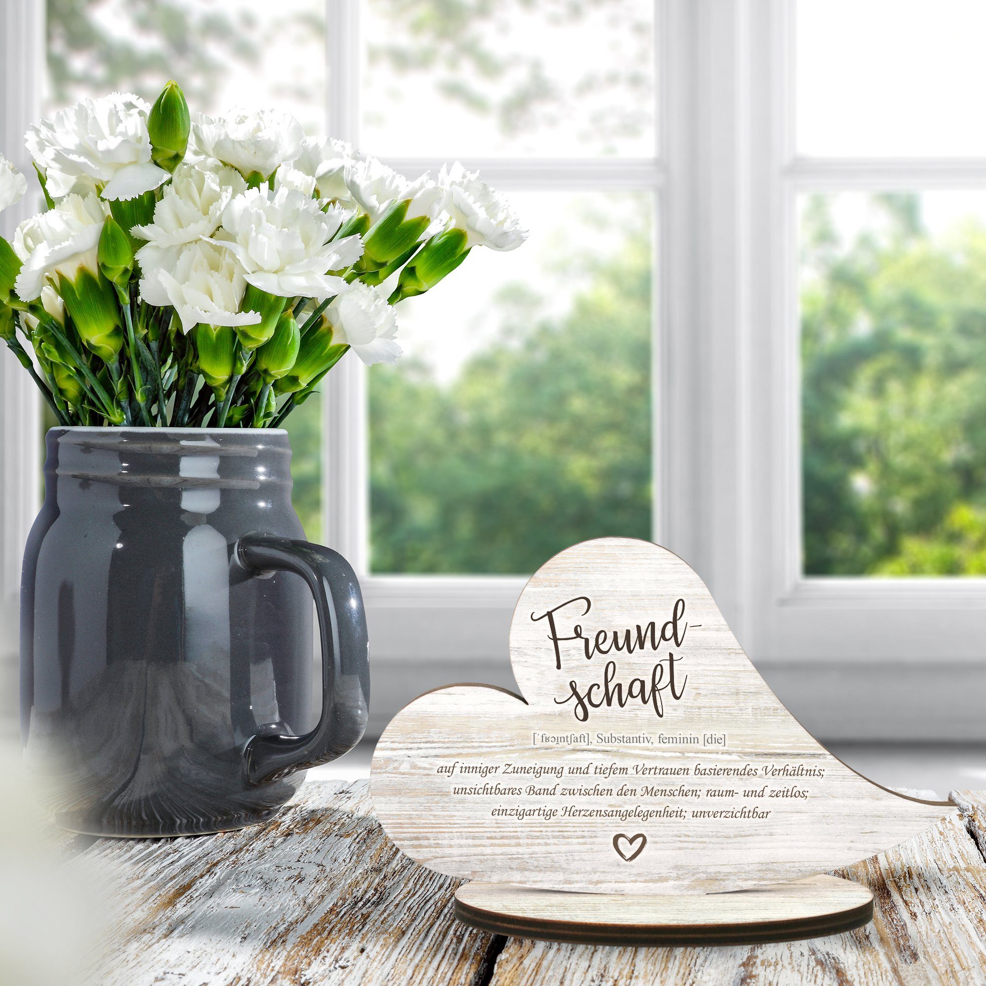 Kreative Feder Dekoobjekt HerzAufsteller „Freundschaft“ freistehende
