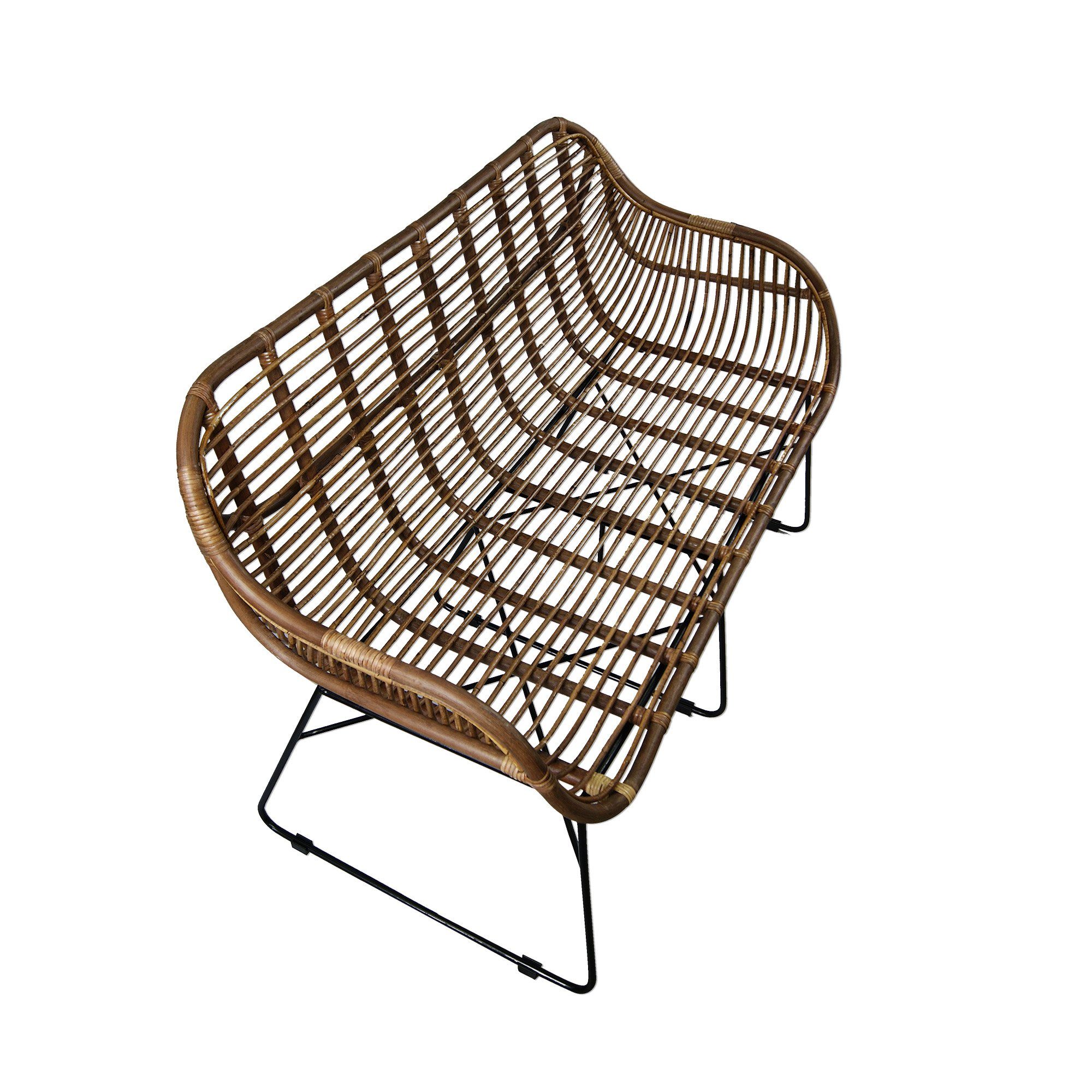 Lycce Rattanstuhl Rattansofa VENUS Korb-Sofa - braun - Retro 50er Lounge Loft