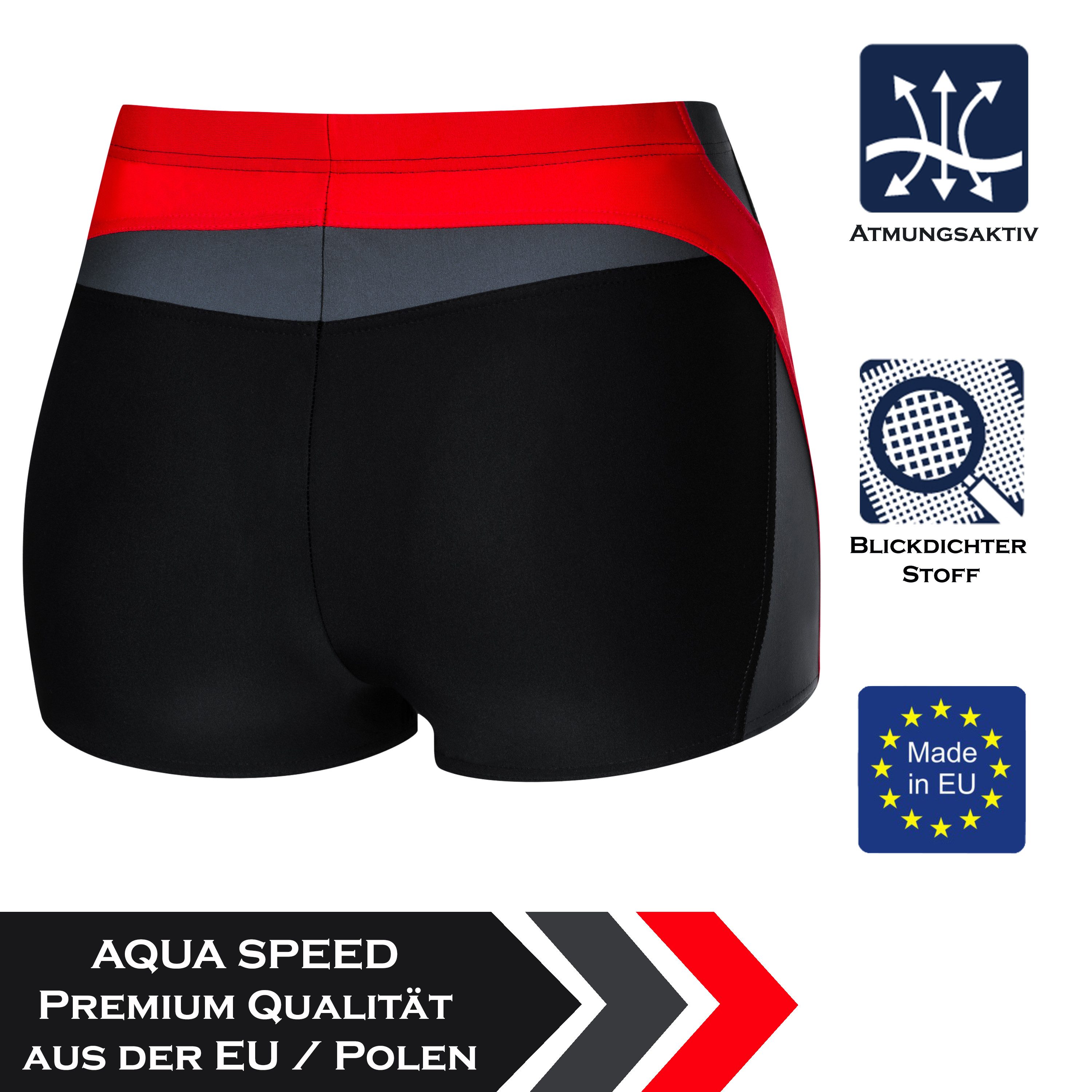 Aqua Speed Badehose für Herren Alex Badeboxer XXL große Größe Schwarz Grau Rot (Perfekt für ambitionierte Trainingsprogramme im Pool) Hohe Materialdichte für la – Bild 3 von 5