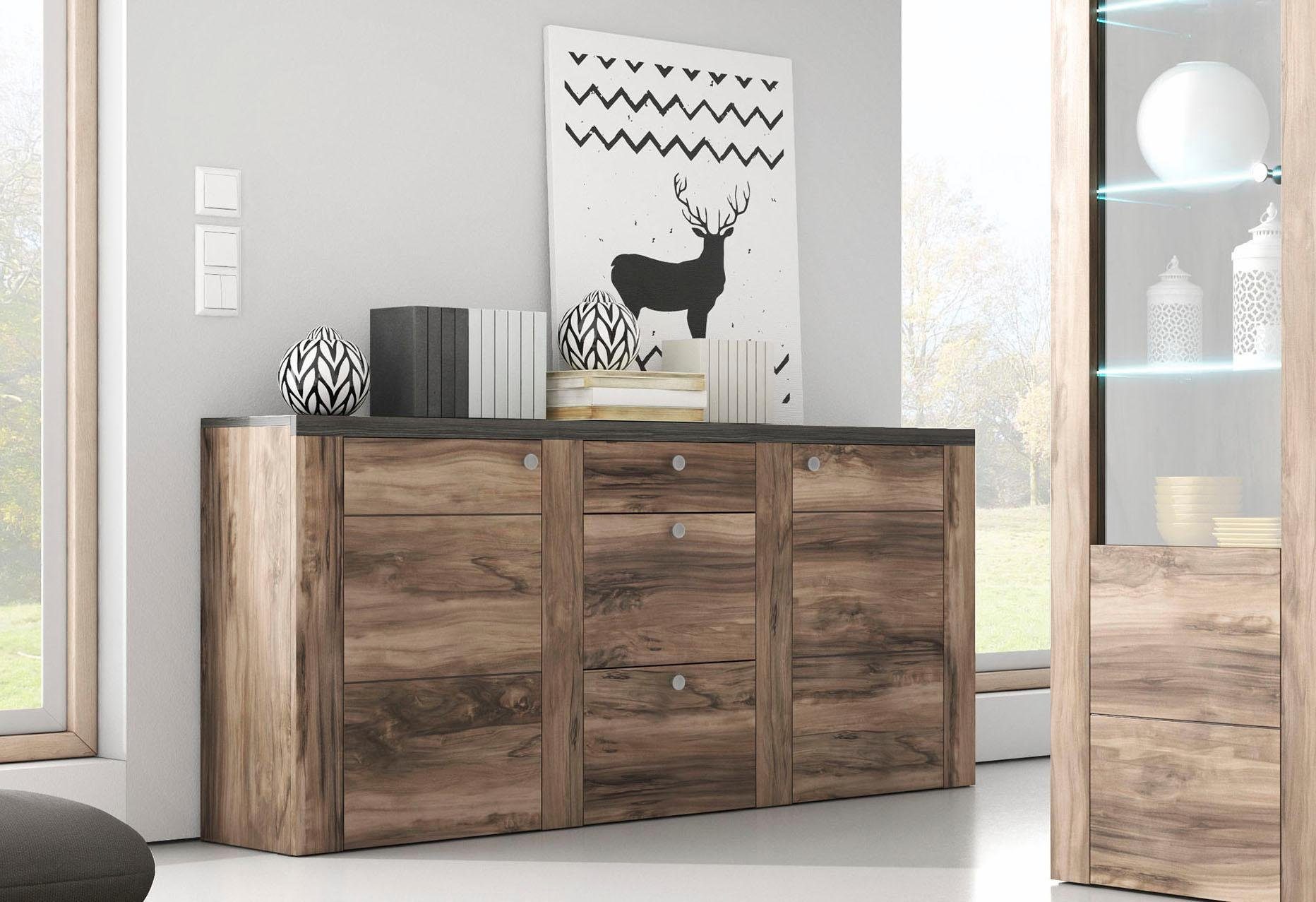 Home affaire Sideboard Larona, zeitlose Kommode mit 2 Türen, 3 Schubkästen, günstig online kaufen