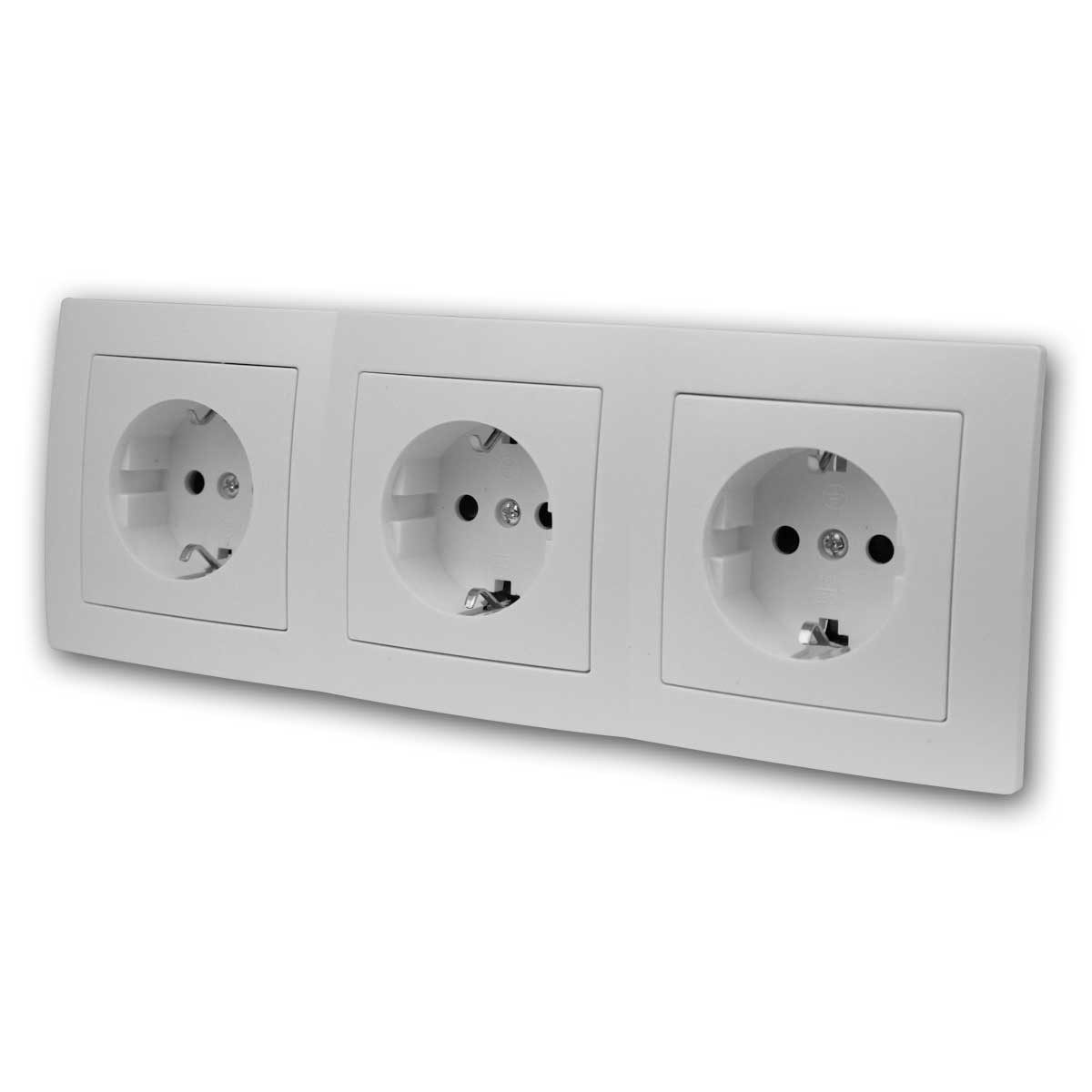 McPower Unterputz-Steckdose FLAIR Dreifachsteckdose weiß,250V~/16A,UP,Schrauba