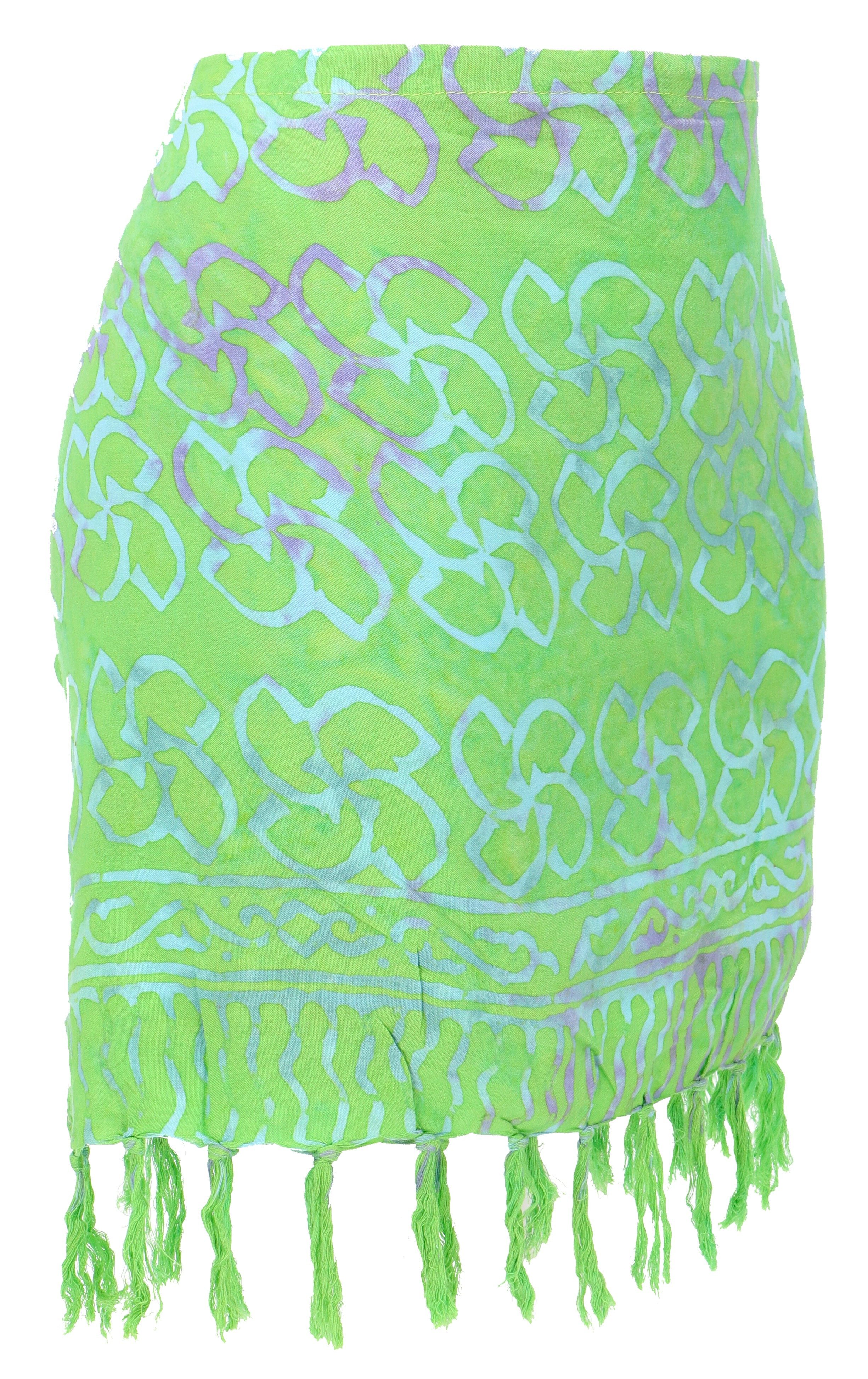 Guru-Shop Minirock Kurzer Wickelrock mit Fransen, Strandrock - grün alterna günstig online kaufen