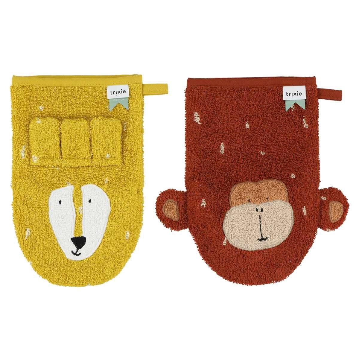 Trixie Baby Waschhandschuh Waschhandschuhe 2er Set Waschlappen Kinderwaschlappen
