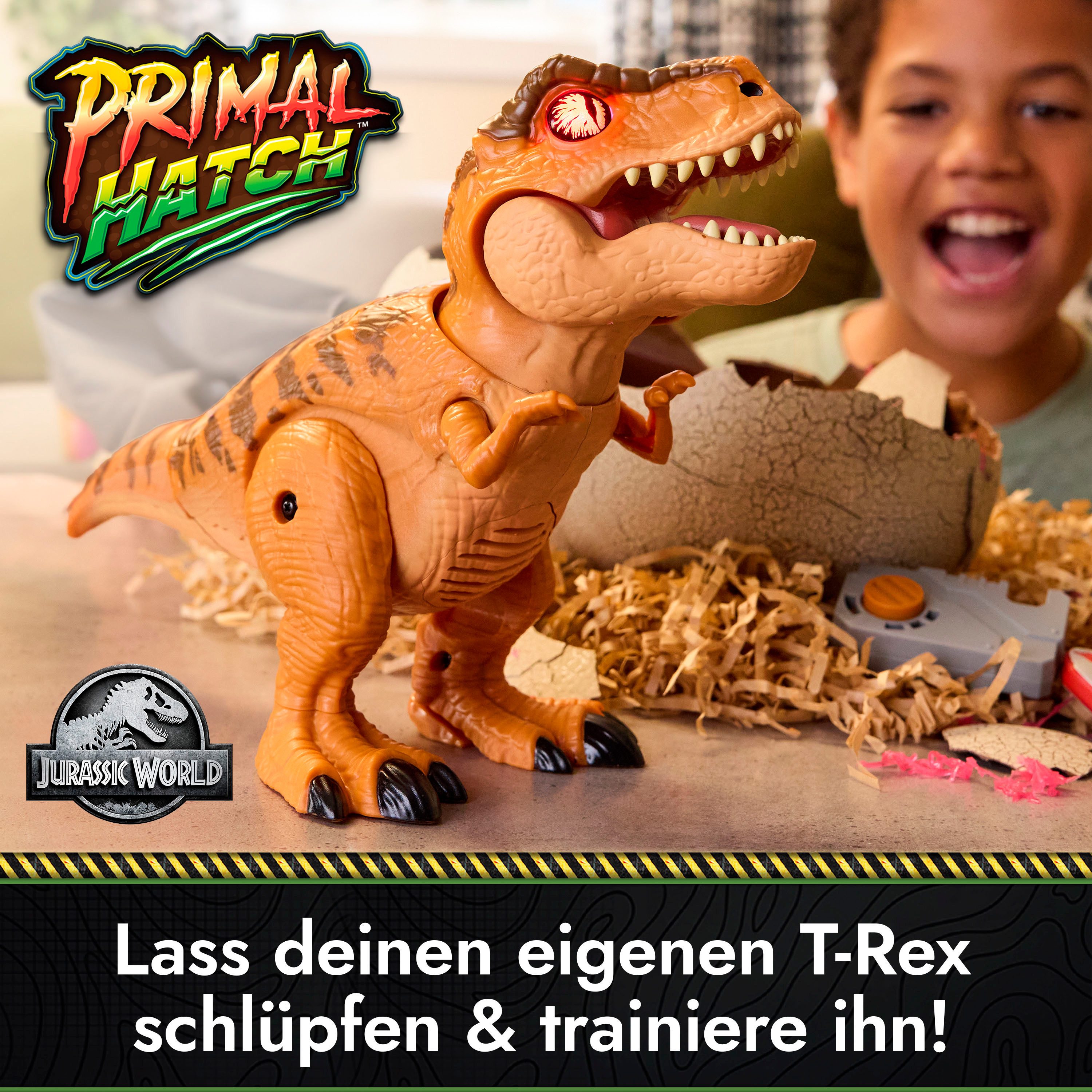 Spin Master Spielfigur Primal Hatch - Interaktiver T-Rex im Ei, mit Licht und Sound