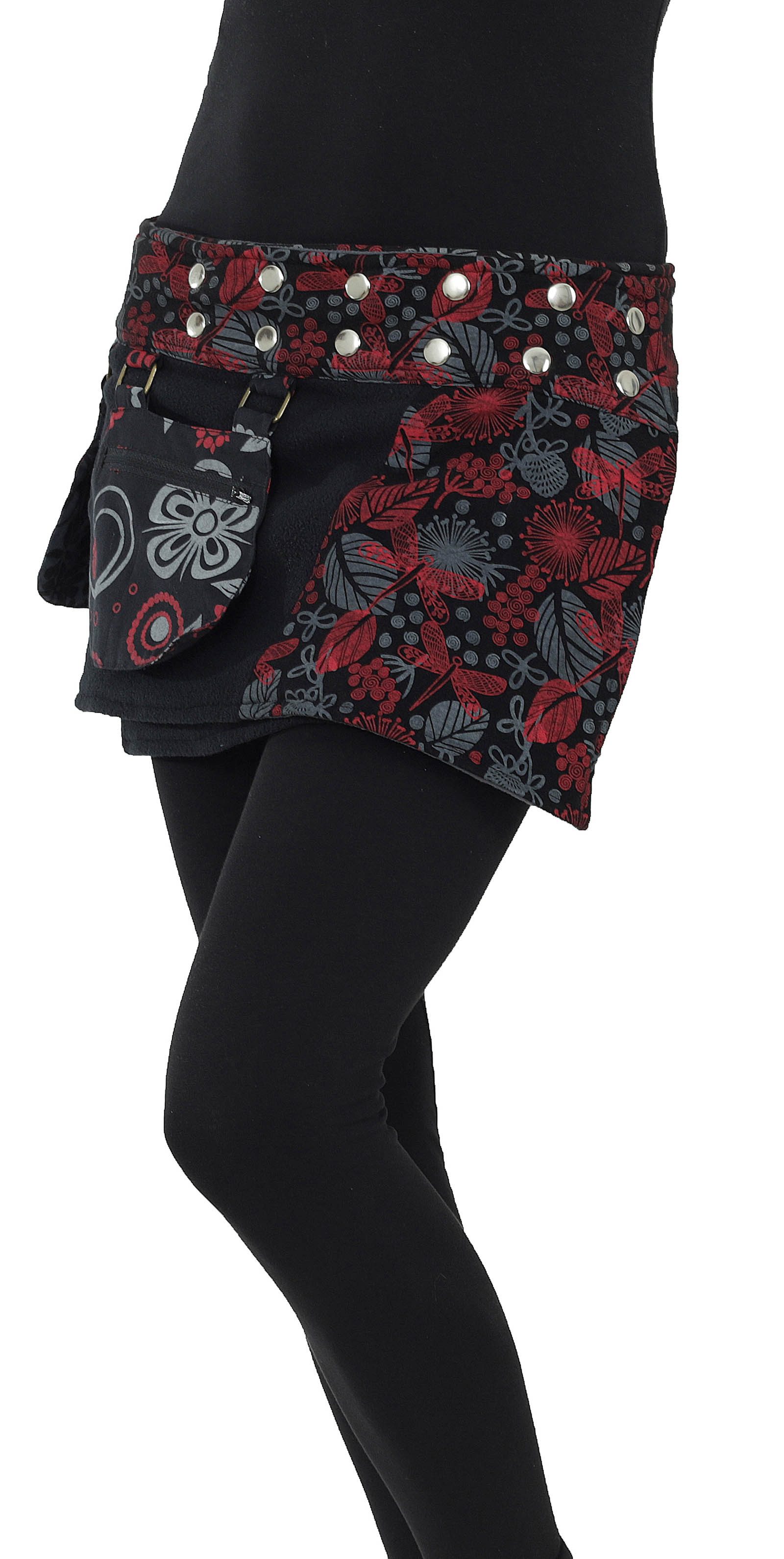 PUREWONDER Wickelrock Wickelrock, Taschengurt und Nierenwärmer aus Fleece Nr. 40 Schwarz aus Fleece