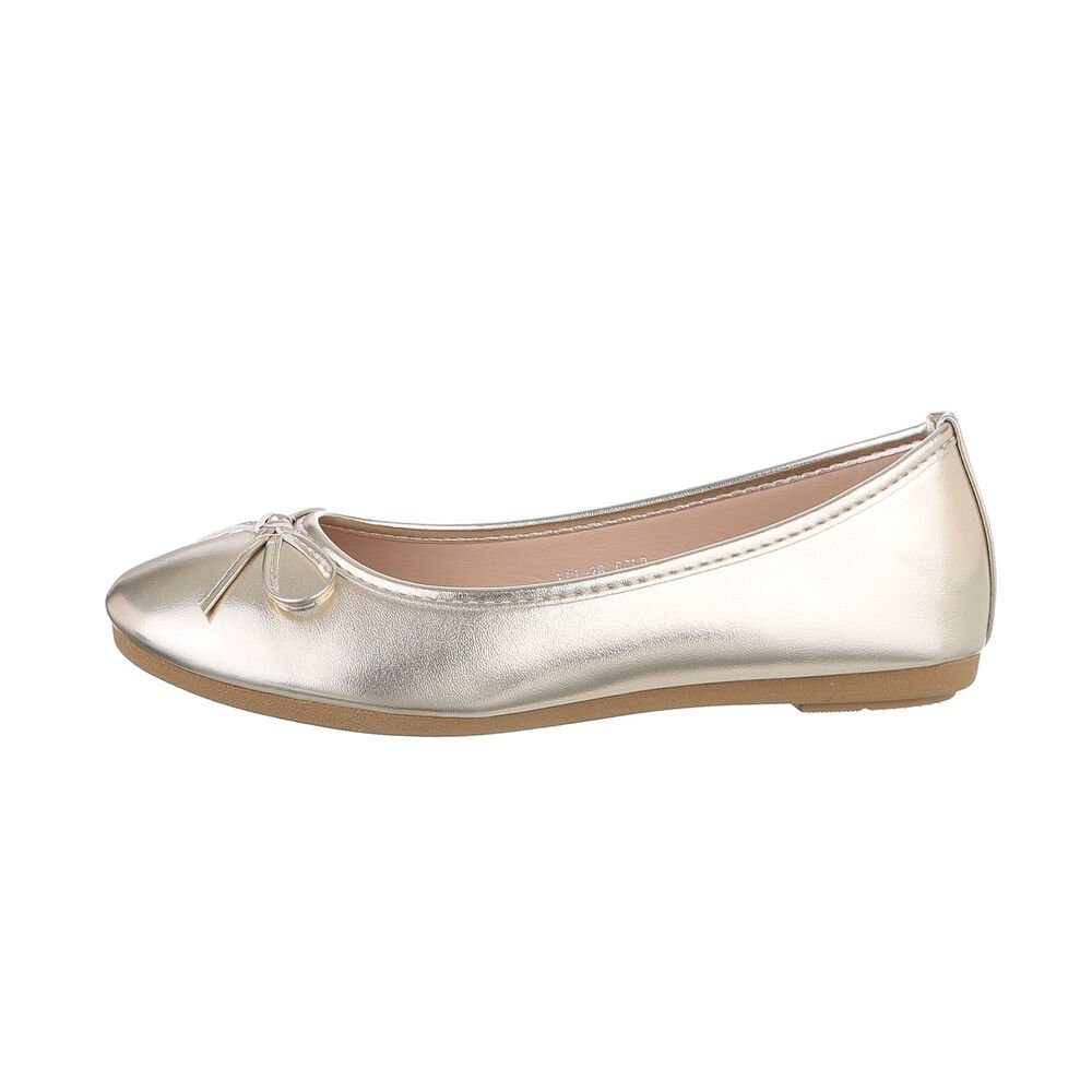 Ital-Design Damen Schlupfschuhe Freizeit Ballerina Blockabsatz Klassische Ballerinas in Gold