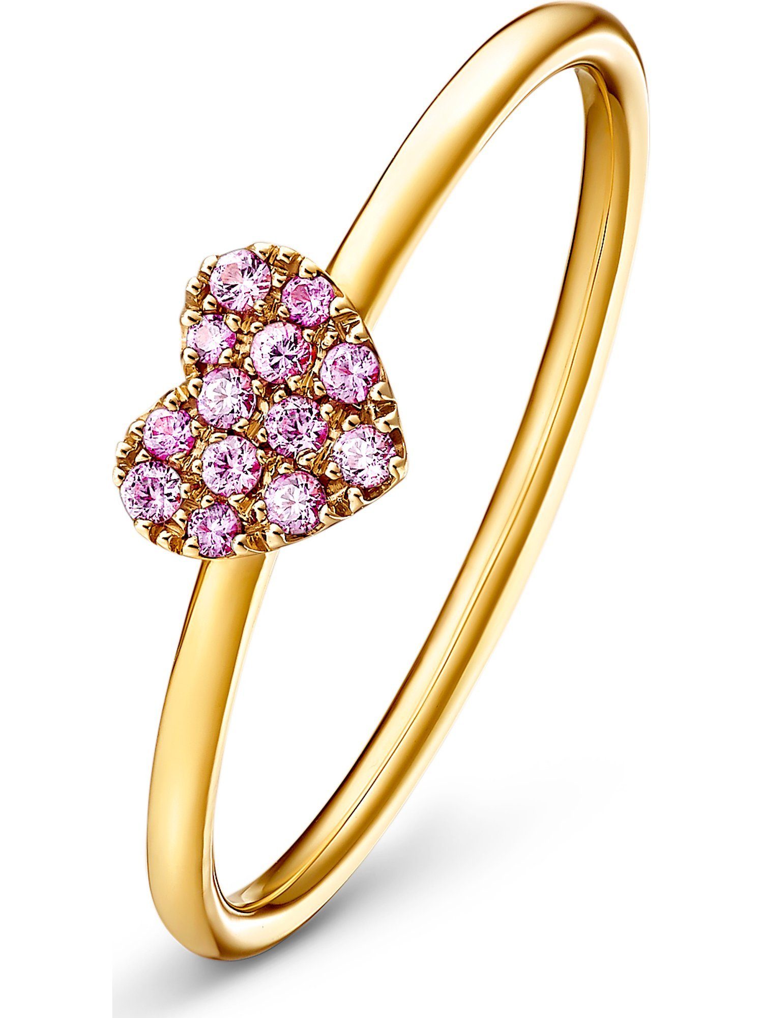 GUIA Fingerring GUIA Damen-Damenring 585er Gelbgold 13 Saphir Herz, Saphir