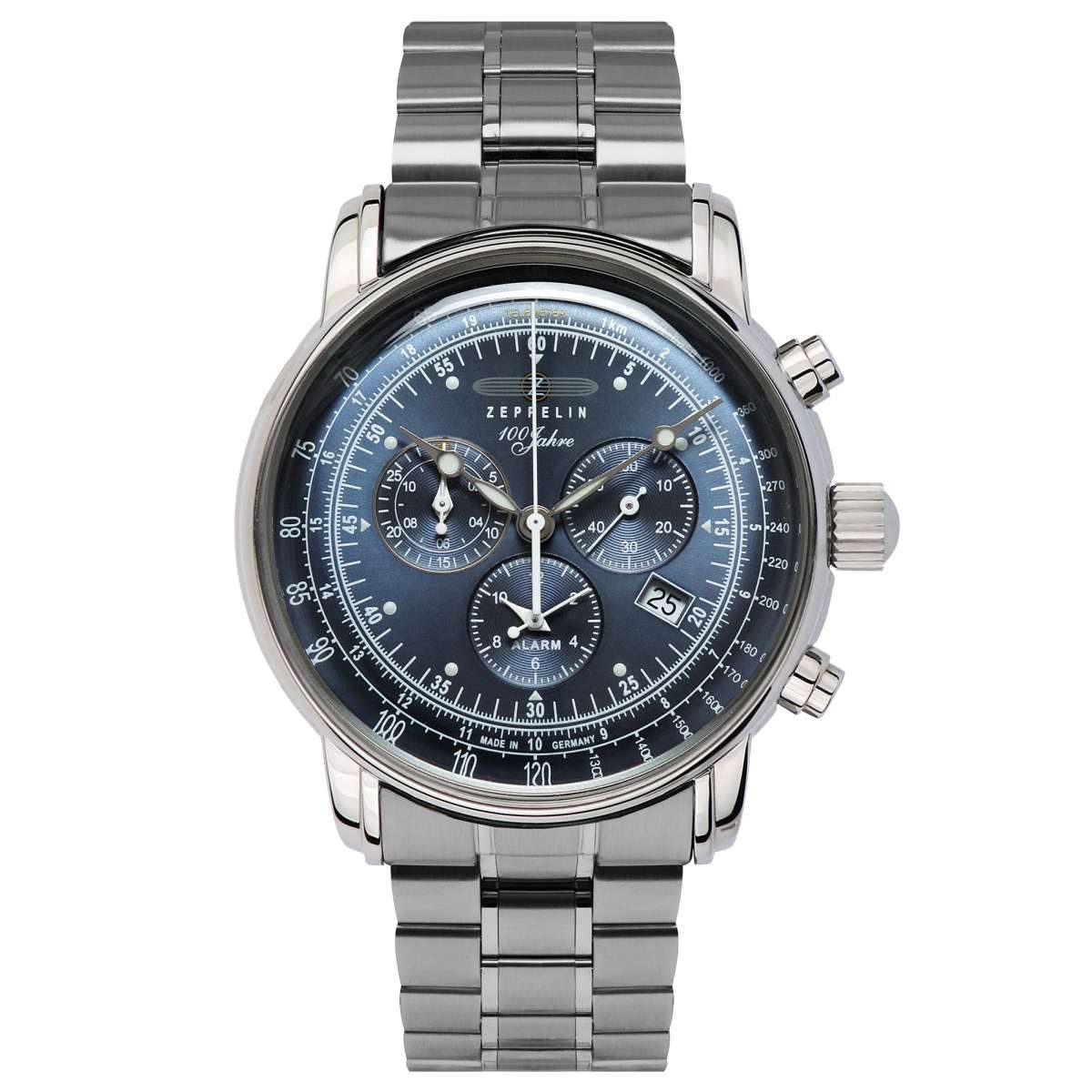 ZEPPELIN Quarzuhr 7680MB-3, Herrenuhr 100 Jahre Stahl/Blau