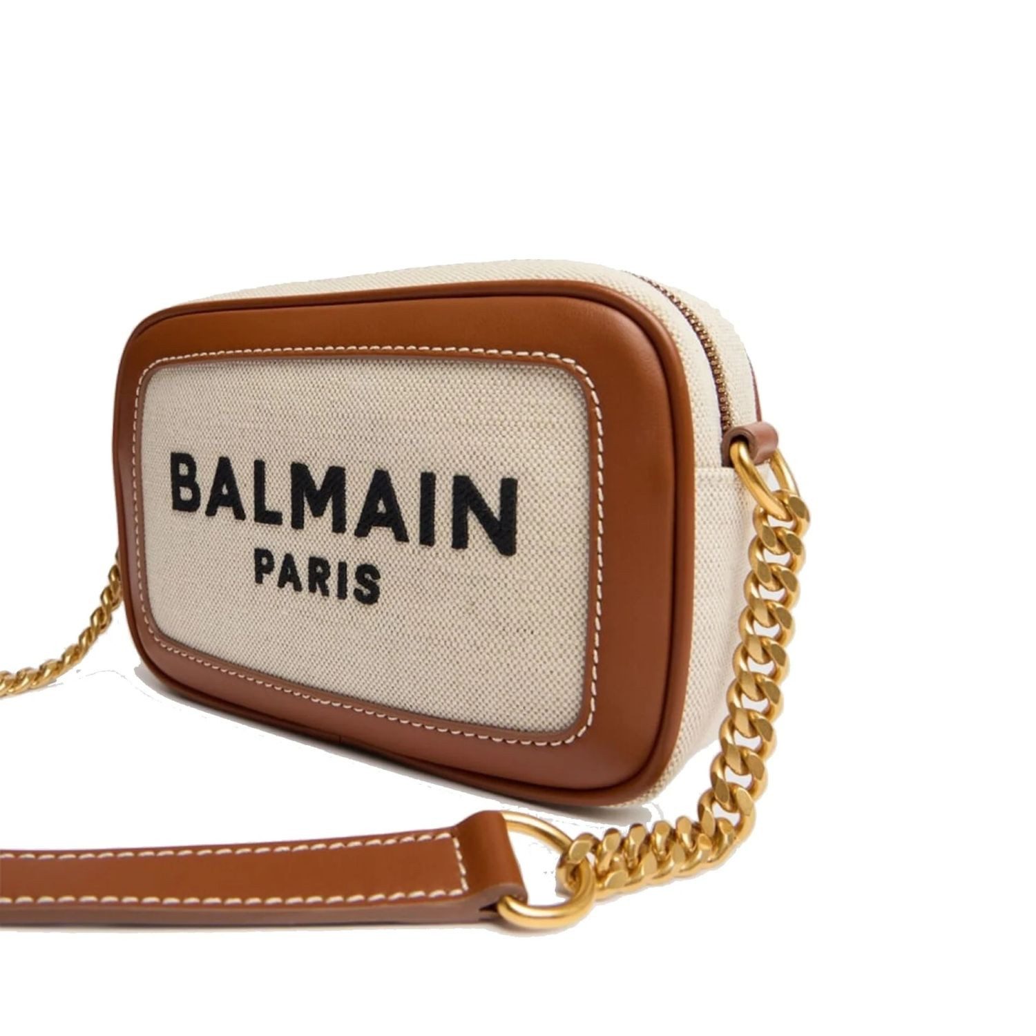 Balmain Schultertasche Logo Natur