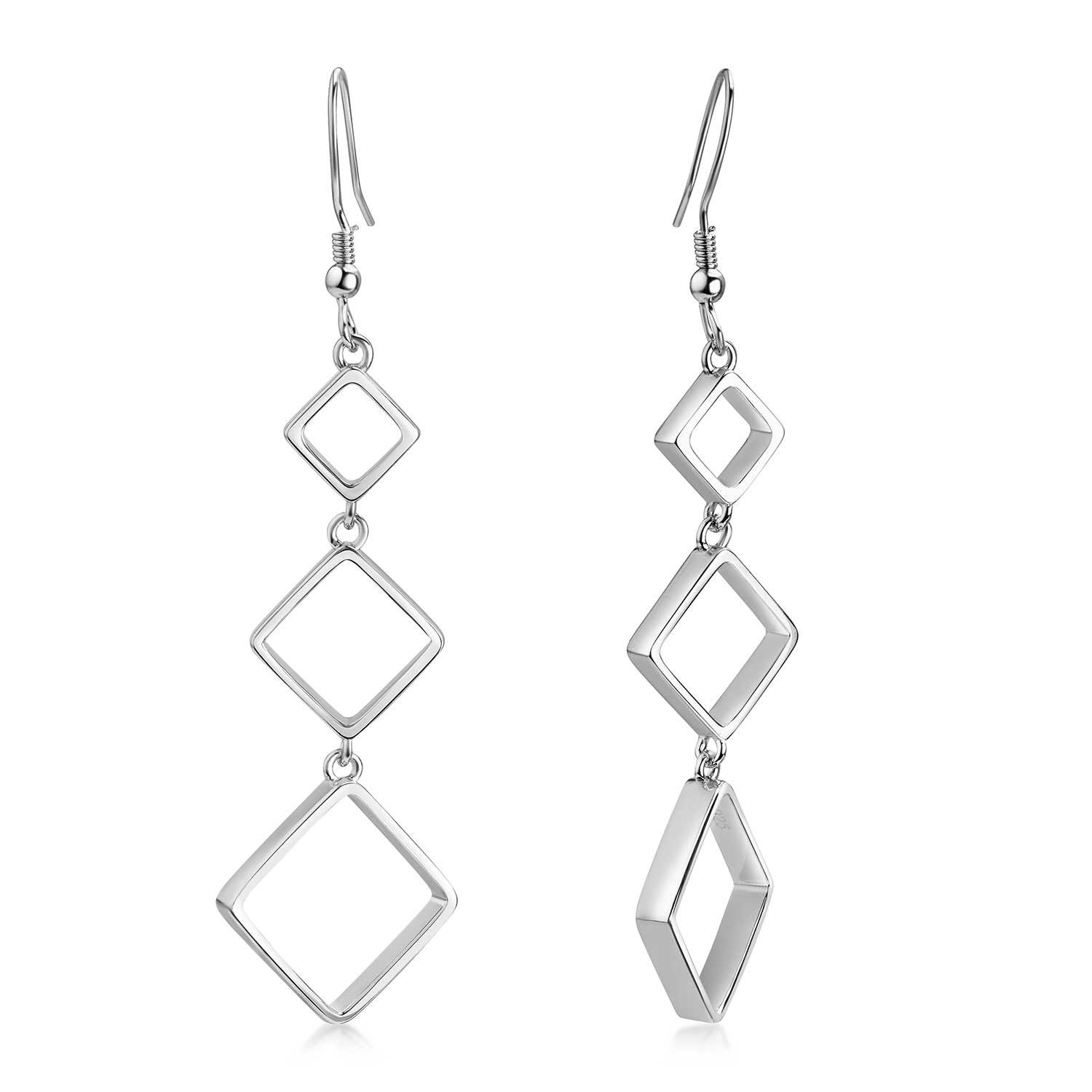 Materia Paar Ohrhänger Damen Silber Quadrate günstig online kaufen