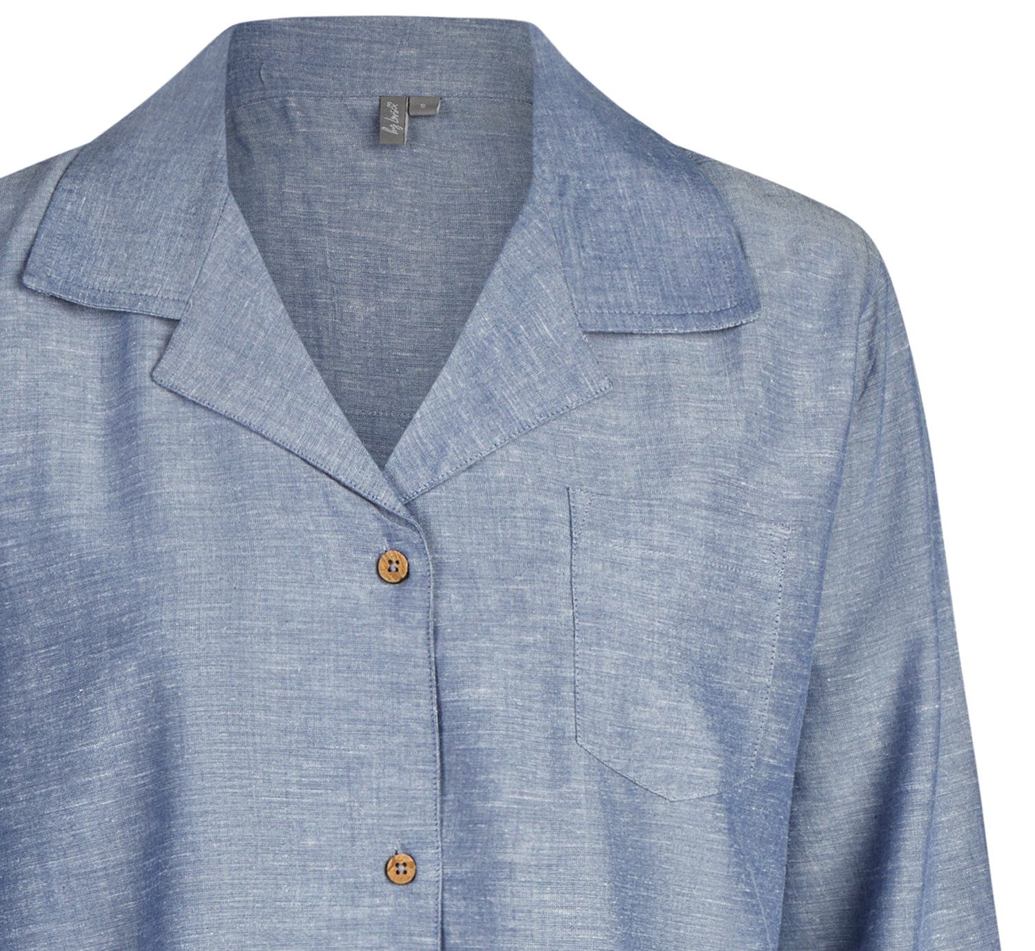 By Louise Nachthemd Icy Embrace (Set, 1-tlg., 1-teilig) Damen Sleepshirt ca.95cm lang Langarm Leinenstruktur geknöpft