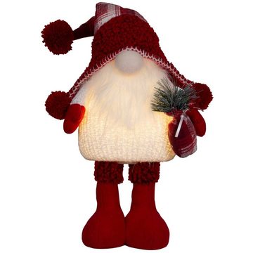 Christmas Paradise Weihnachtsfigur Wichtel mit LED 38cm (52cm) stehend, (Dekofiguren, 2 St., im Set), Weihnachten, grau-rot, leuchtend