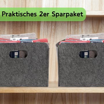 GarPet Aufbewahrungsbox 2x Aufbewahrungsbox faltbar Filz Stoff Box Aufbewahrungskorb Filzkorb