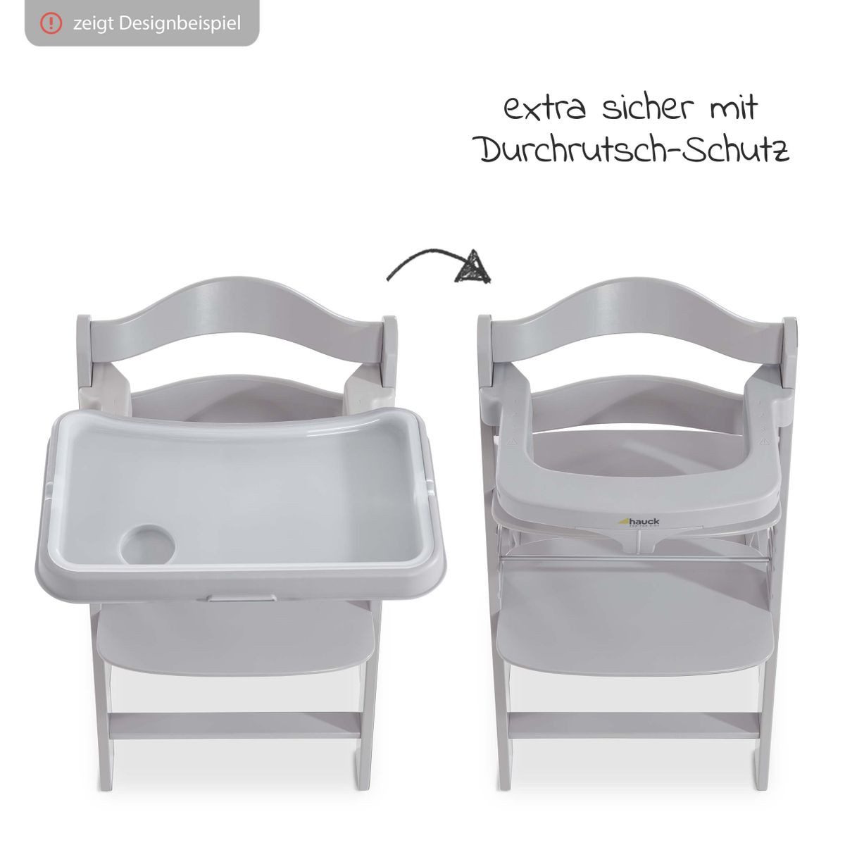 Hauck Hochstuhltablett Alpha Tray Tischaufsatz, grey, Kunststoff, für Hochstühle Alpha+ und Beta+ – Bild 5 von 5