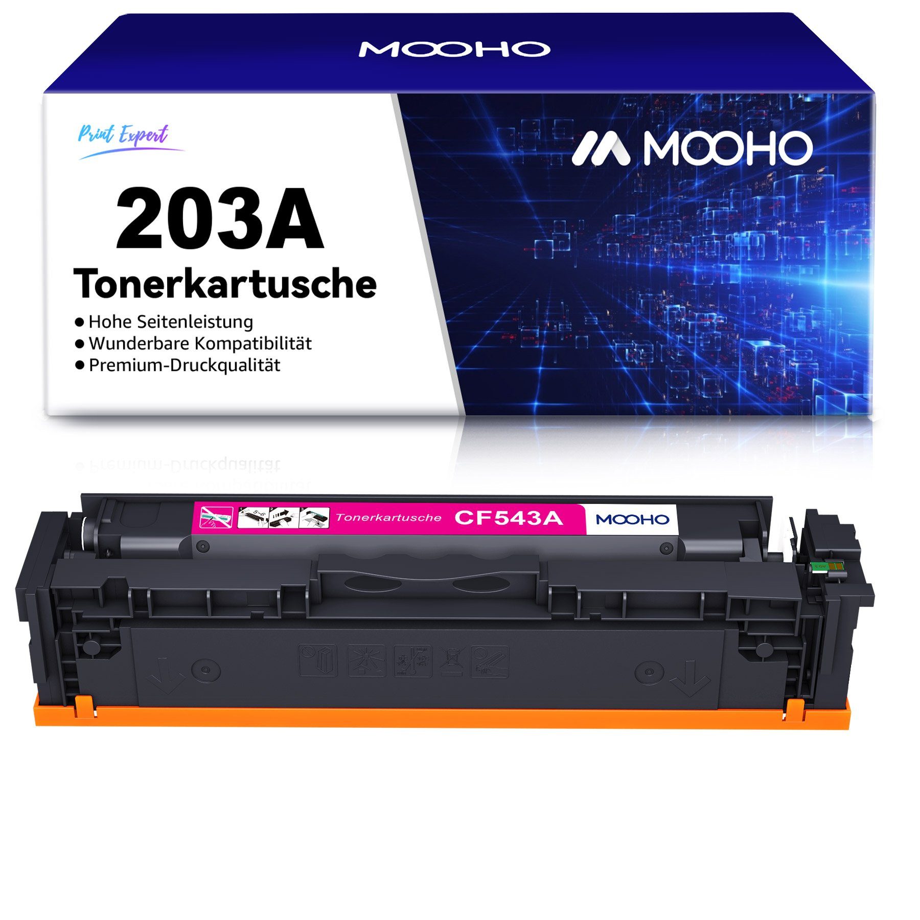 MOOHO Tonerkartusche für HP 203A CF540A Laserjet Pro MFP M280nw M281fdw 1x Magenta