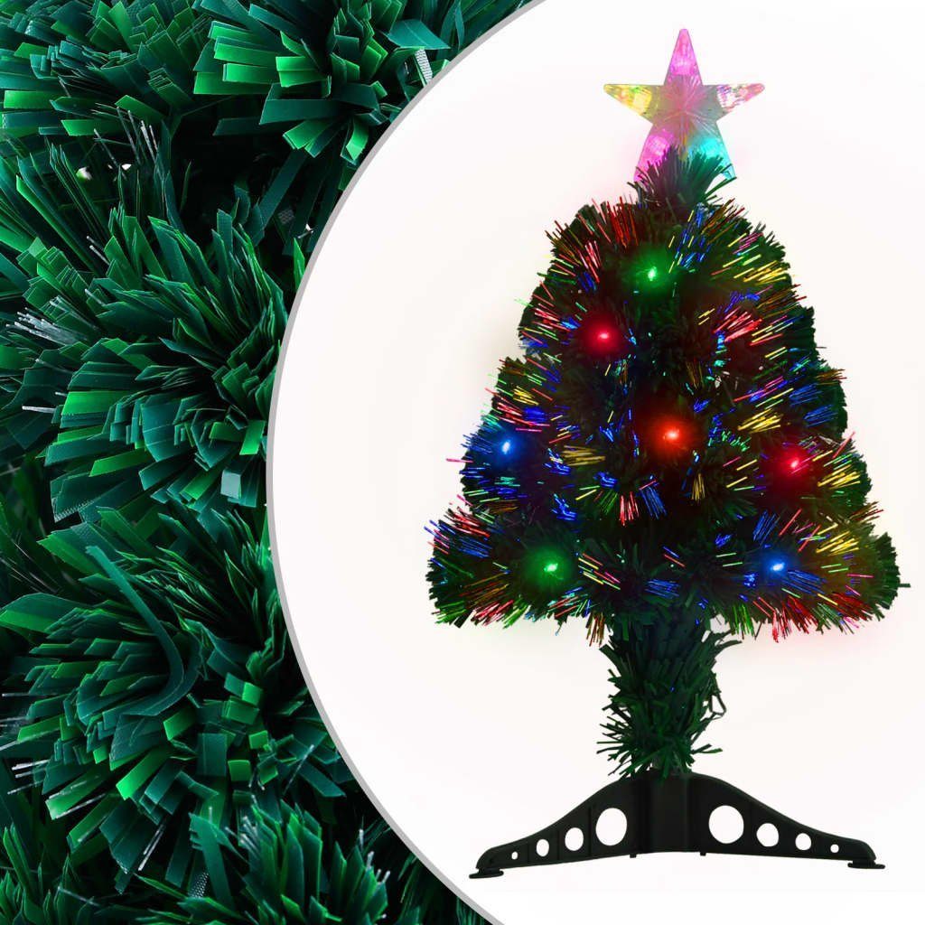 vidaXL Künstlicher Weihnachtsbaum Weihnachtsbaum mit Beleuchtung und  Ständer 64 cm Glasfaser