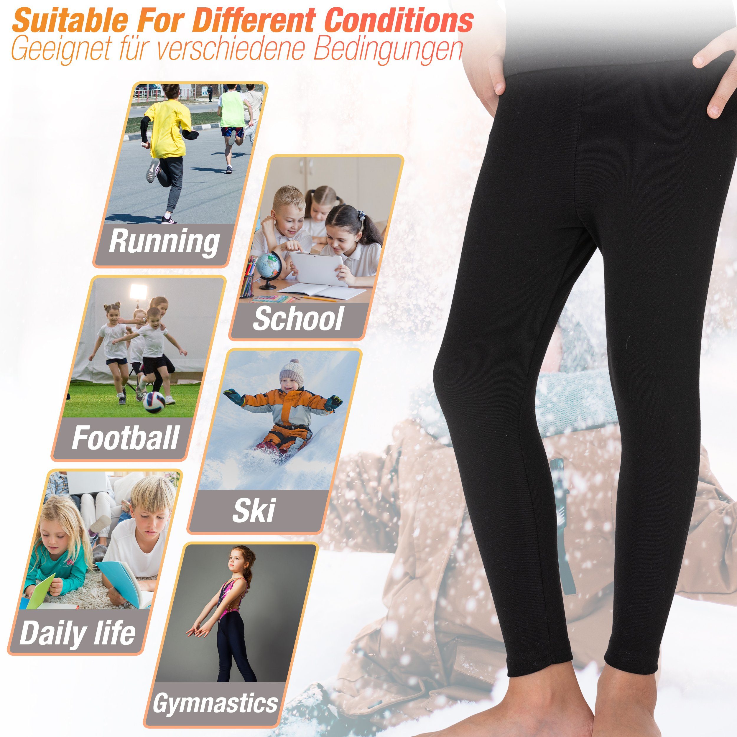Thermoleggings Mädchen Mit Fleece-Futter - Warme Winterhose 110-170cm