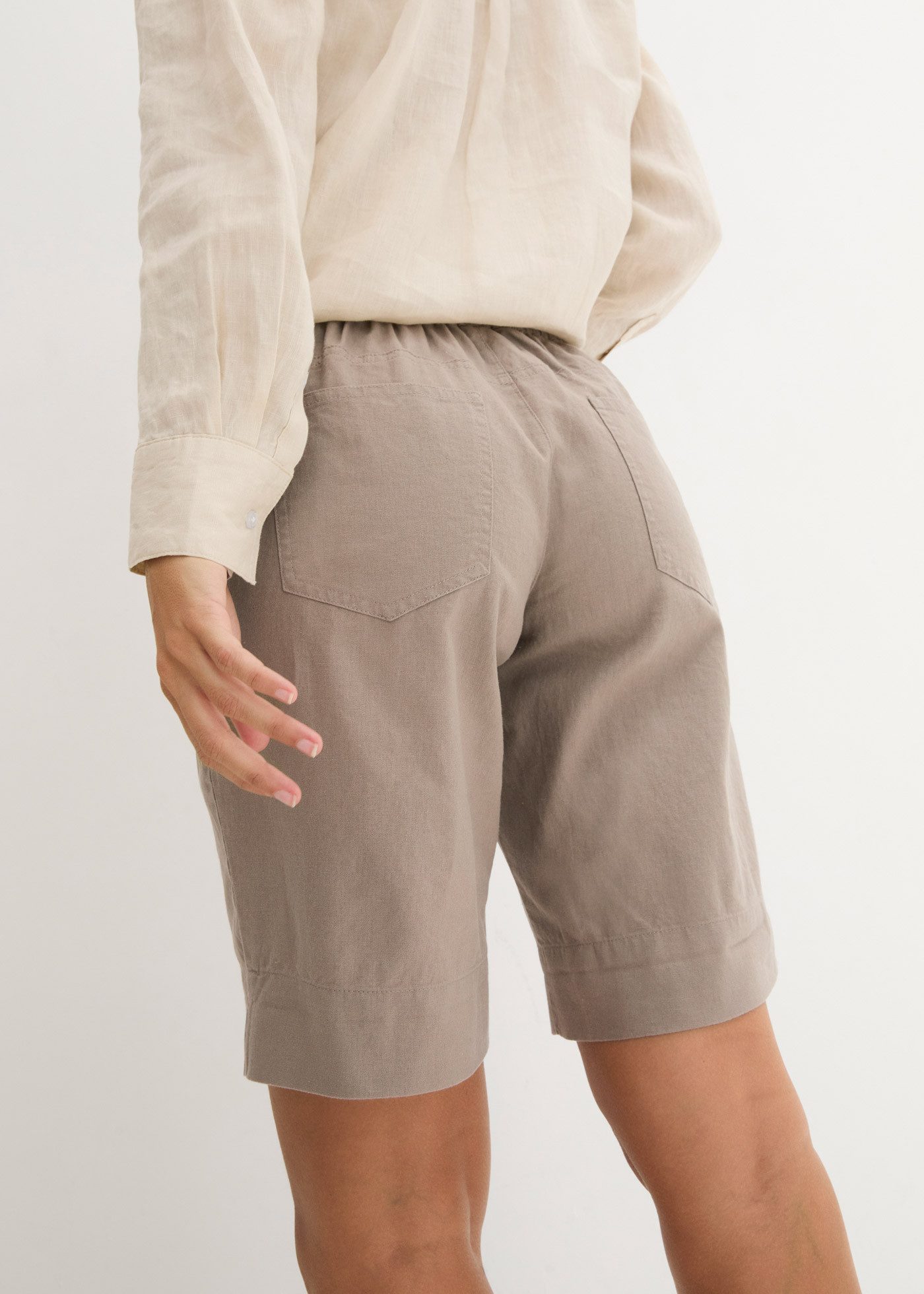 bonprix Bermudas im sommerlichen Leinen-Mix, mit elastischer Bund mit Bindeband