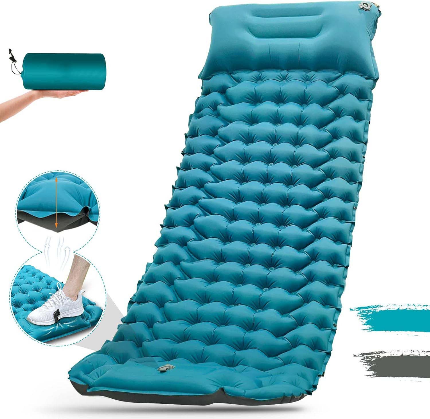 AKKEE Isomatte Outdoor Campingmatte 190×60 CM isomatte selbstaufblasend, camping zubehör, für Wandern, Zelt