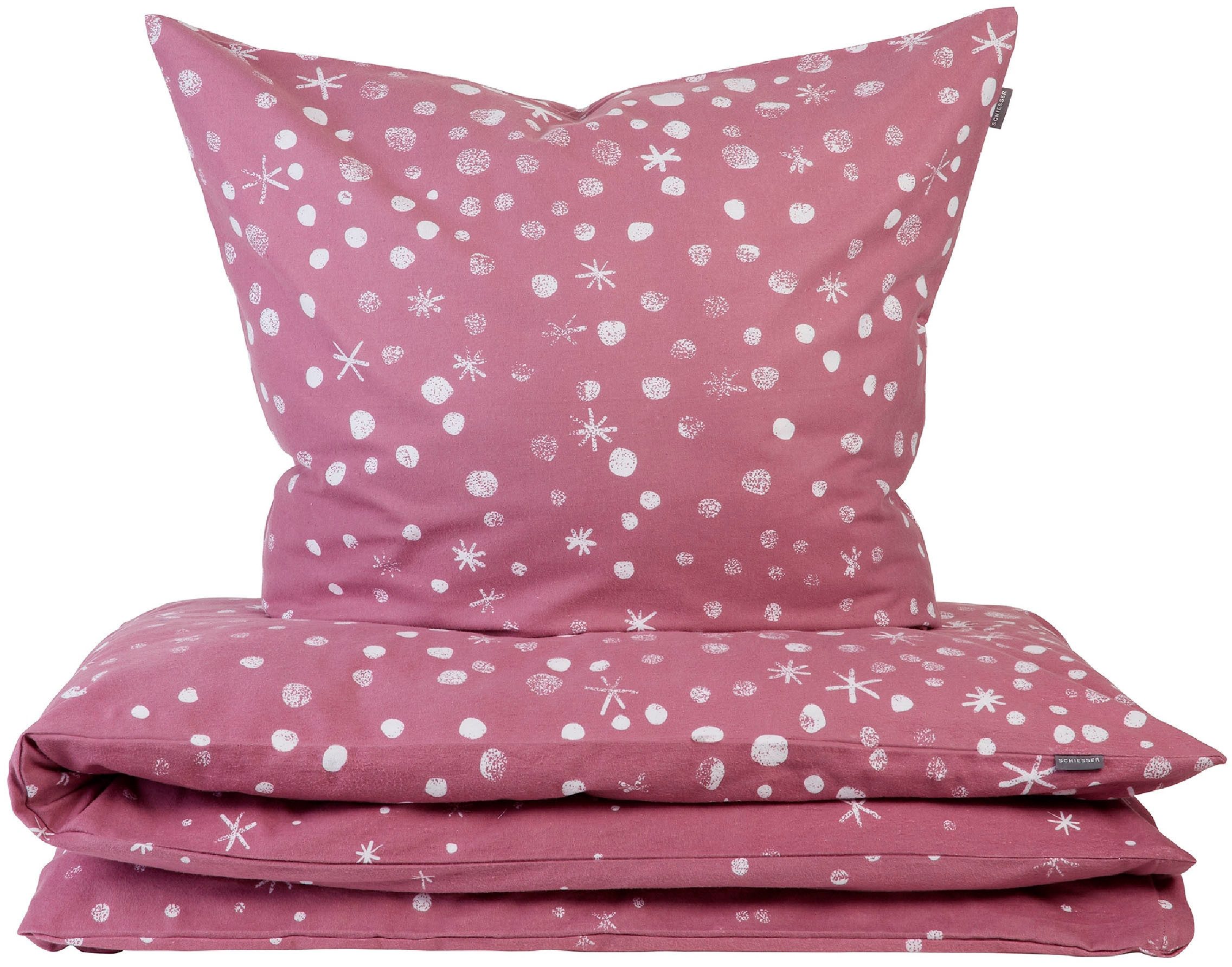 Schiesser Bettwäsche Runa aus weicher Baumwolle mit coolem Winter-Print, Feinbiber, 2 teilig, MADE IN GREEN by OEKO-TEX®-zertifiziert