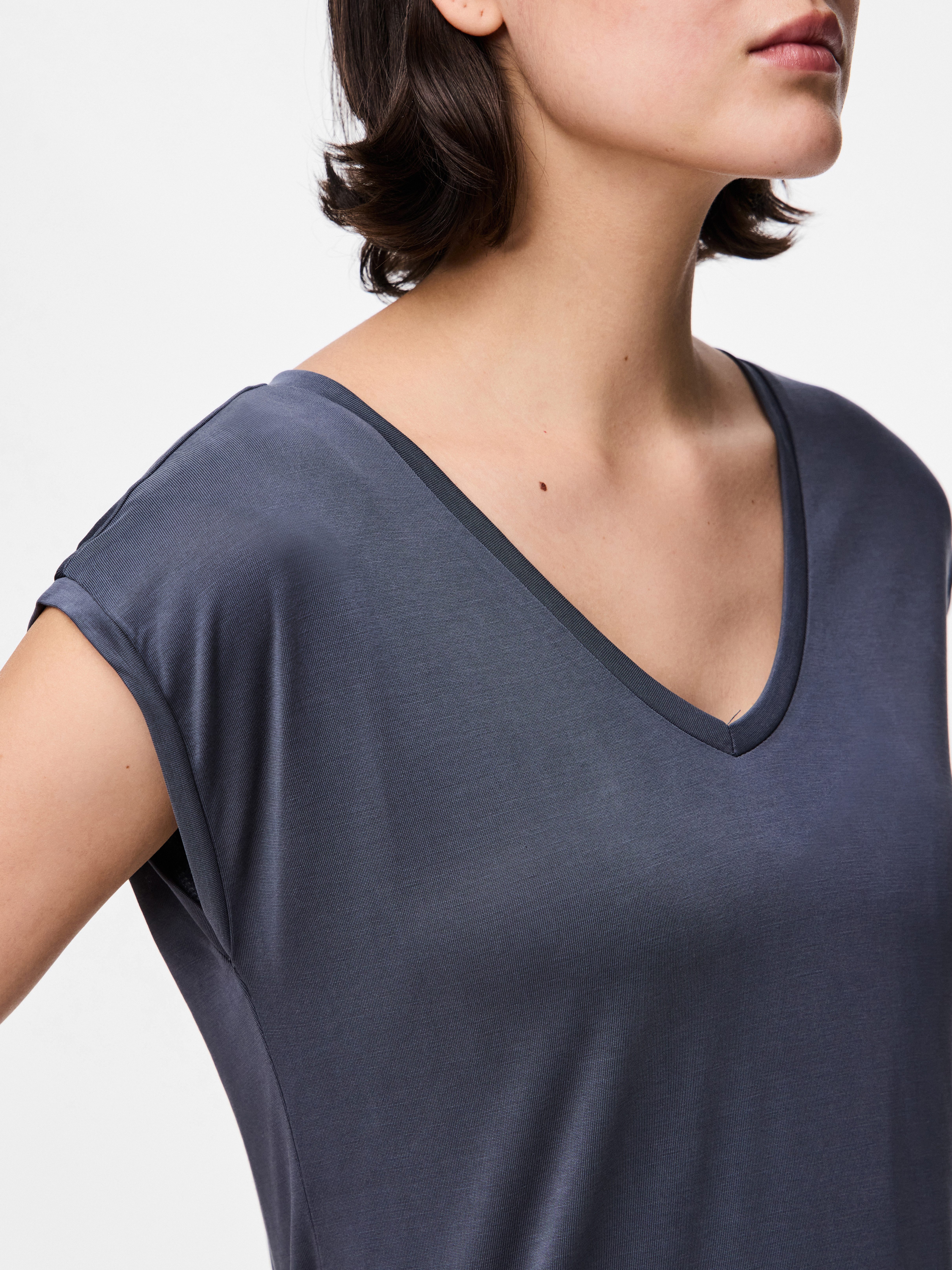 pieces Kurzarmshirt PCKAMALA TEE NOOS BC Materialmix, regular fit