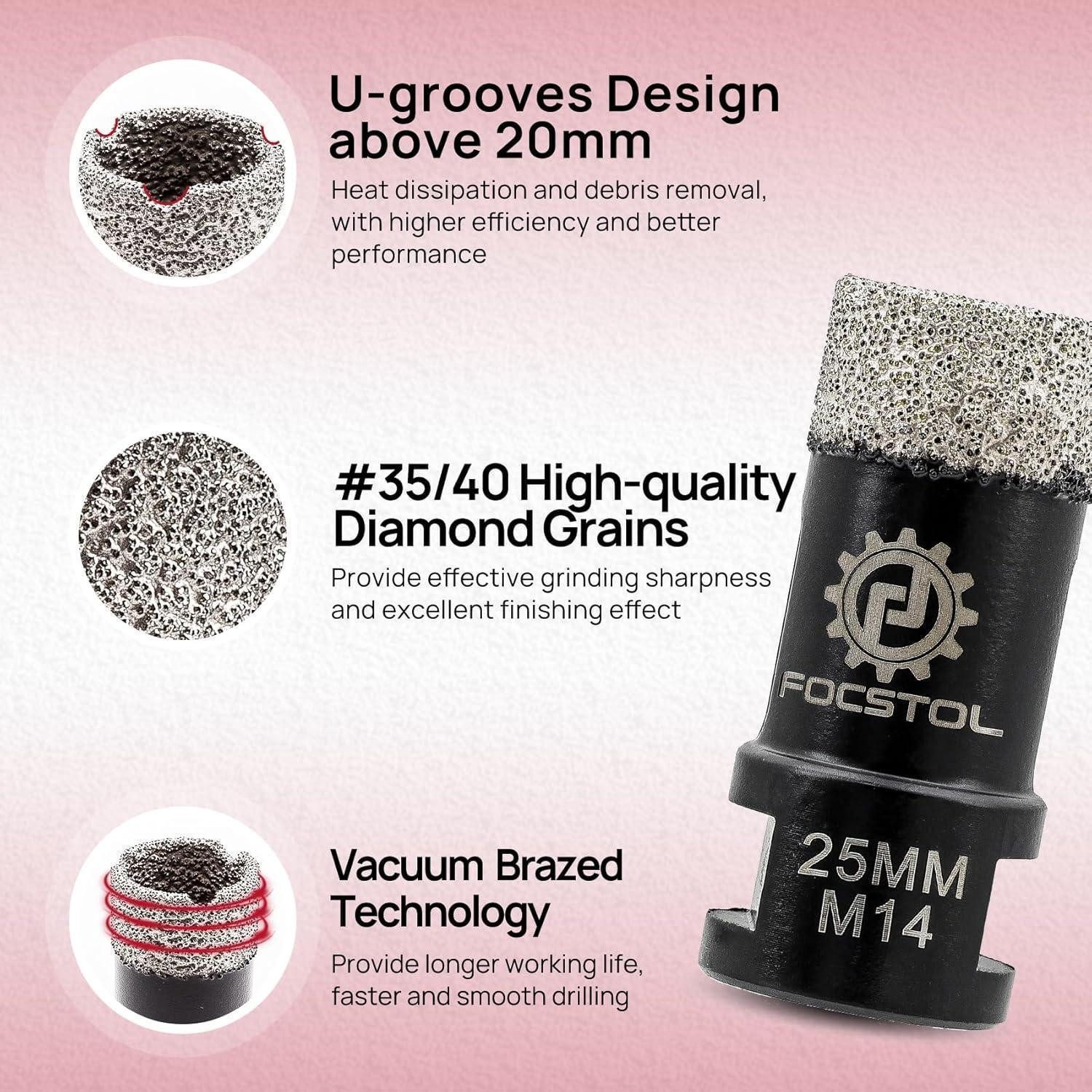 LuxusKollektion Fliesenbohrer Fliesenbohrer Diamant Keramik Marmor Granit M14 Gewinde 25mm