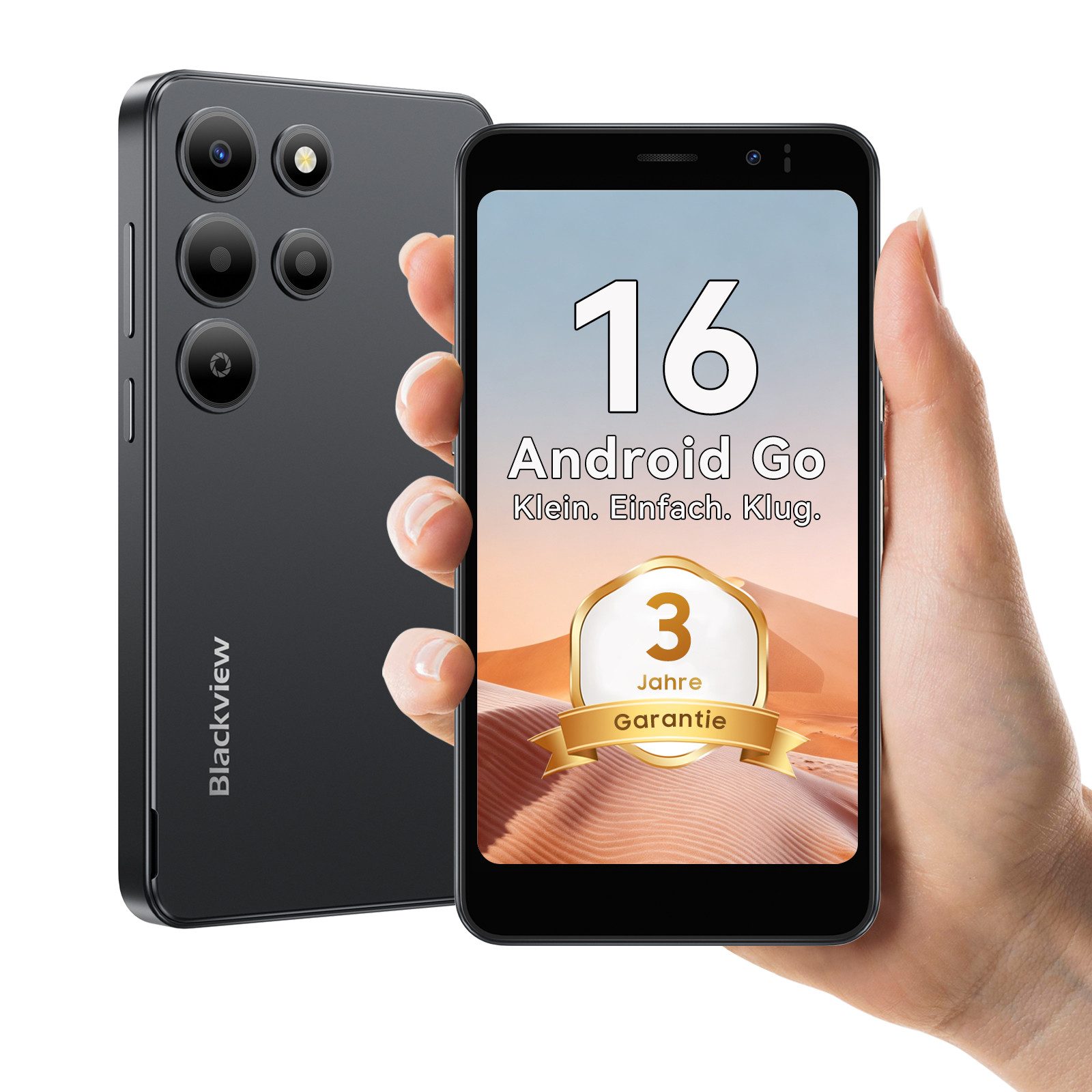 blackview WAVE 2C 5‘’ Handy ohne Vertrag, Android 16, 32GB/Face ID/mit Hülle Smartphone (5 Zoll, 32 GB Speicherplatz, 4G Dual SIM, 1080P-Video, Google Lens)
