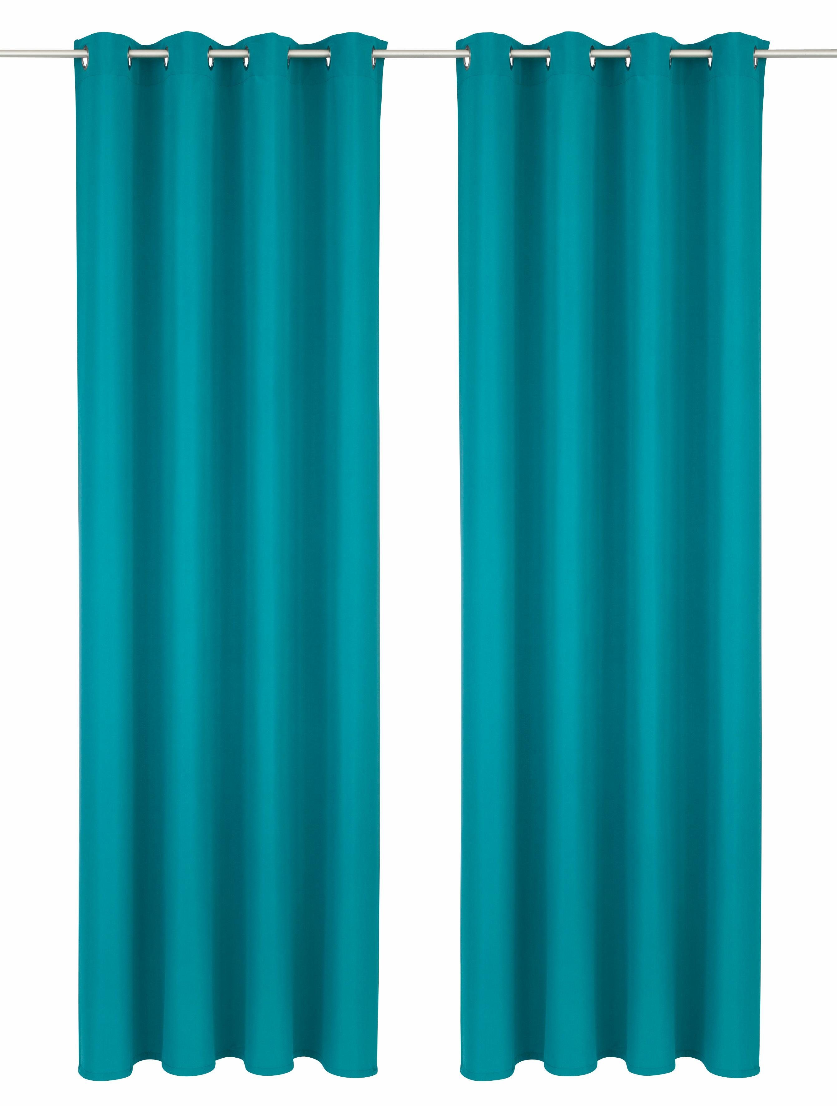 verschiedene Polyester, Bruno Größen, (2 Vorhang petrol blickdicht, blickdicht, einfarbig gewebt, Banani, Ösen Microfaser, St), Lagan, Set,