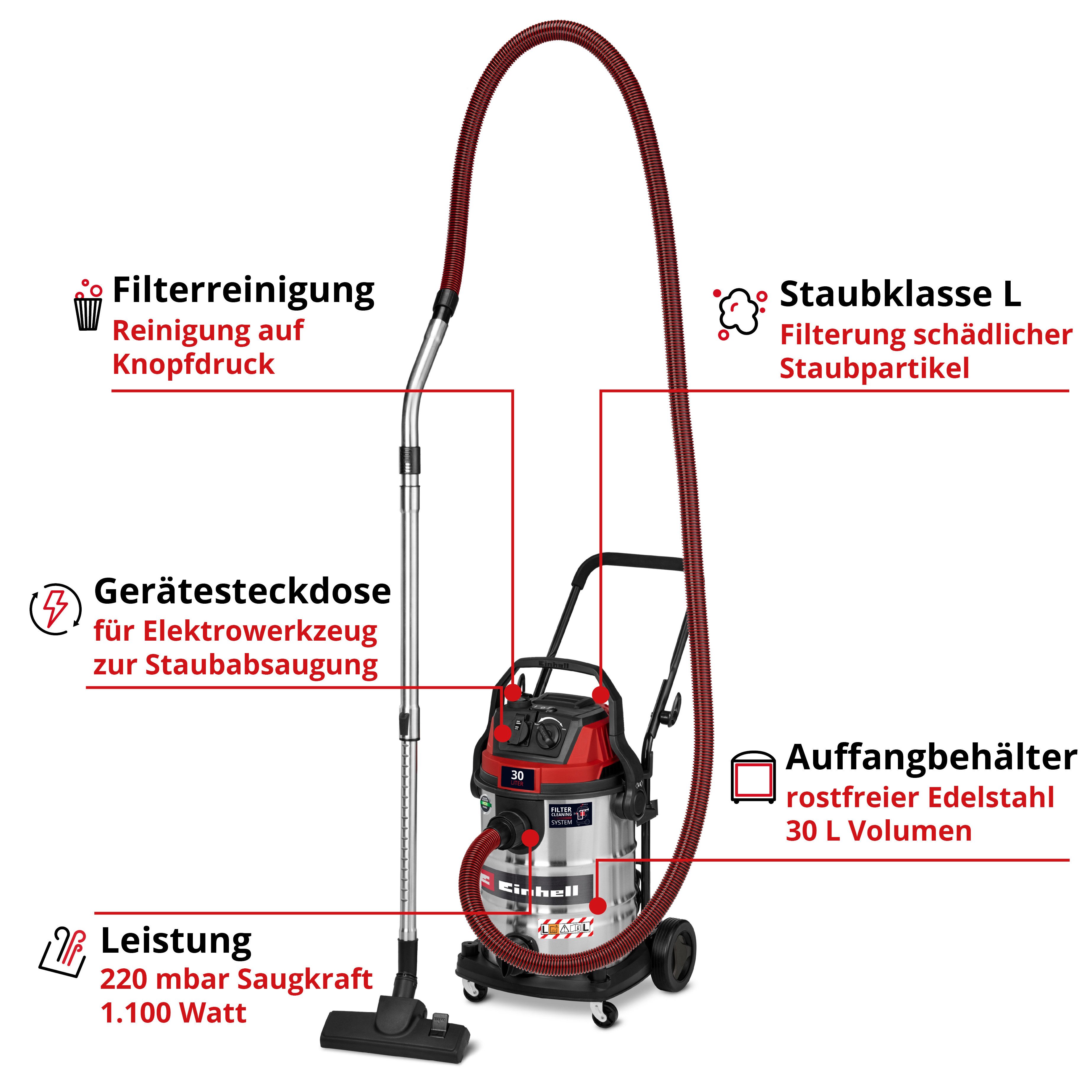 Einhell Nass-Trocken-Sauger TE-VC 3080 SACL, 1150 W