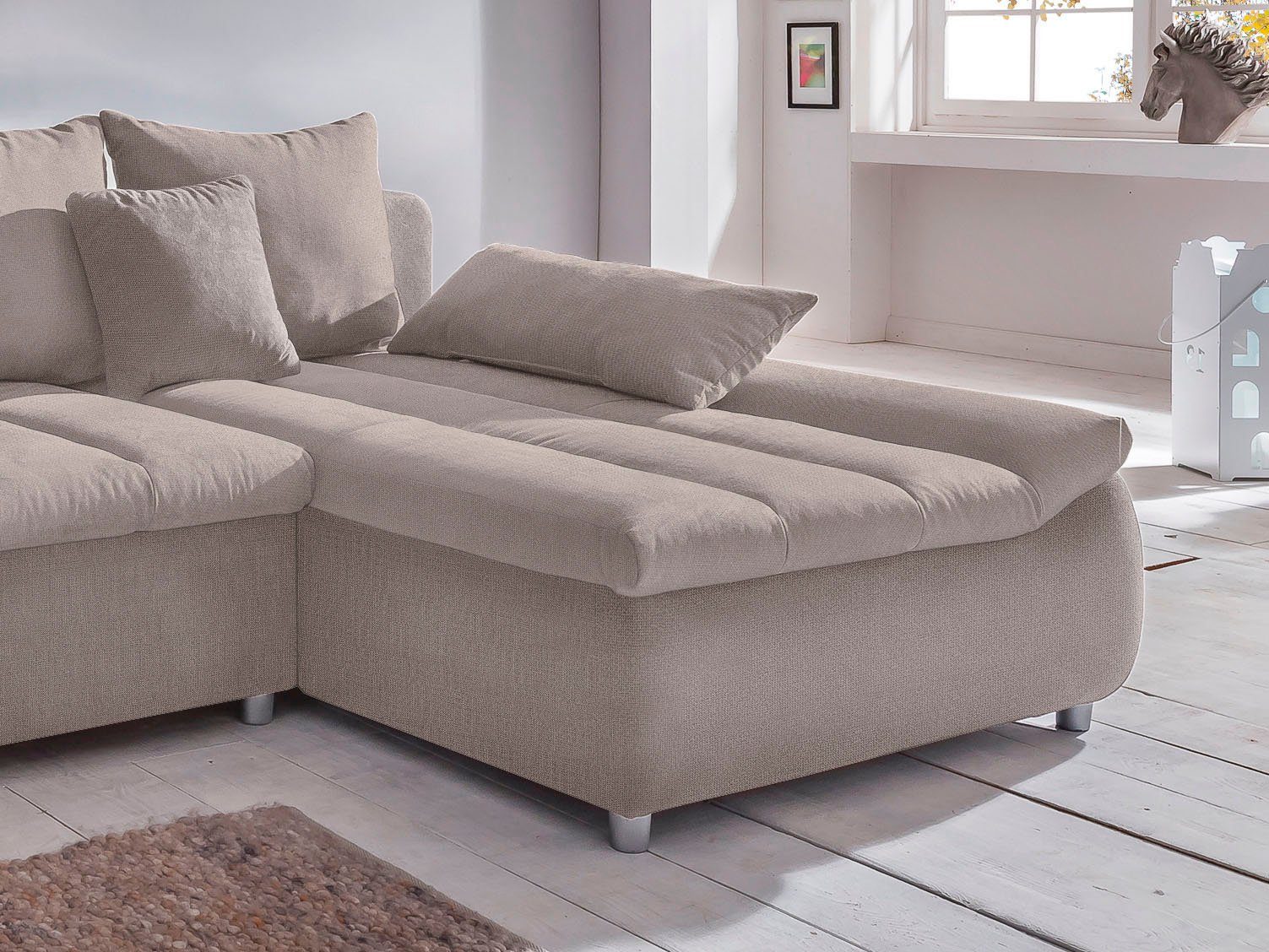 INOSIGN Ecksofa "Imola elegant und bequem, aktuelle Steppung im Sitz, L-For günstig online kaufen