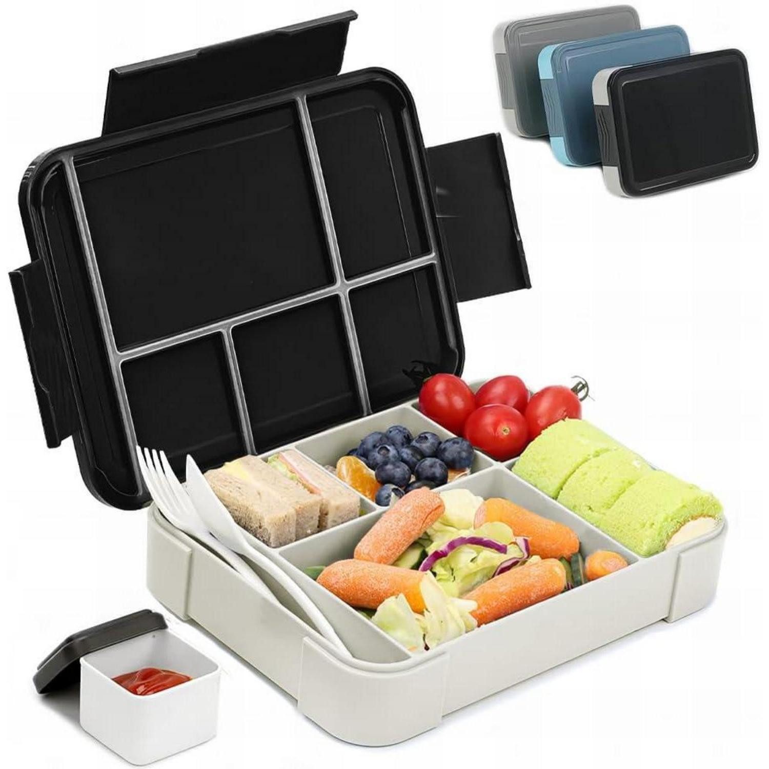 Aufbewahrungsbox Brotdose Kinder mit Fächern 1330ML Lunchbox Auslaufsicher 6 Fächer