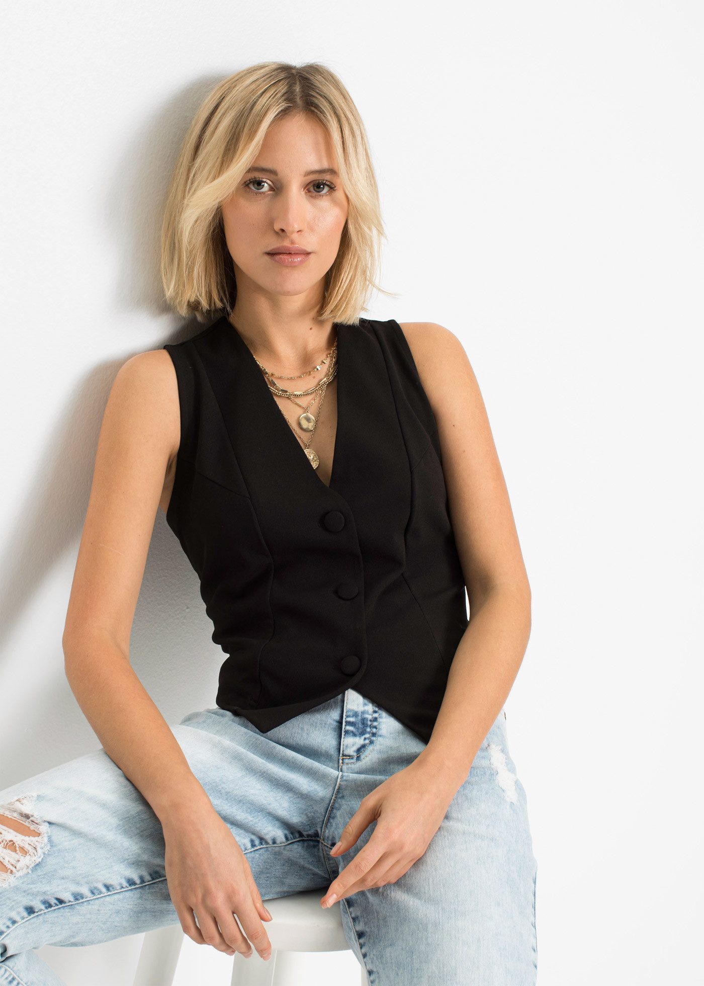 bonprix Anzugweste aus fester Interlock-Qualität, eng anliegende Passform