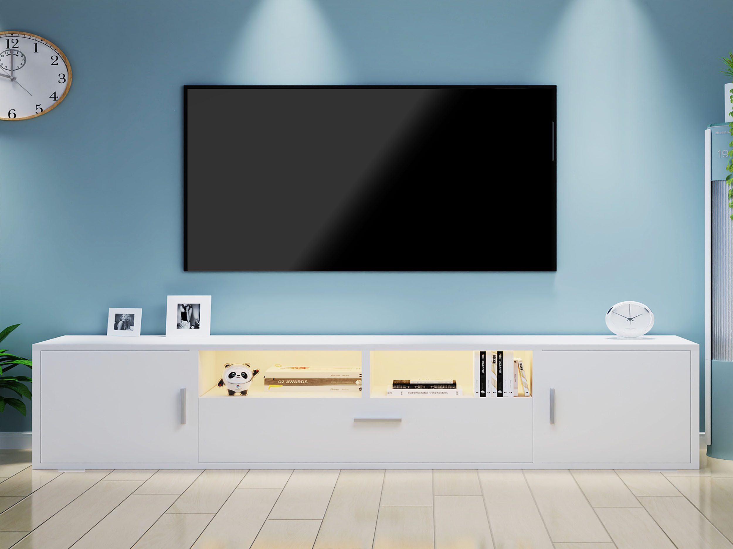 oyajia TV-Schrank Hochglanz TV-Schrank mit LED-Beleuchtung, günstig online kaufen