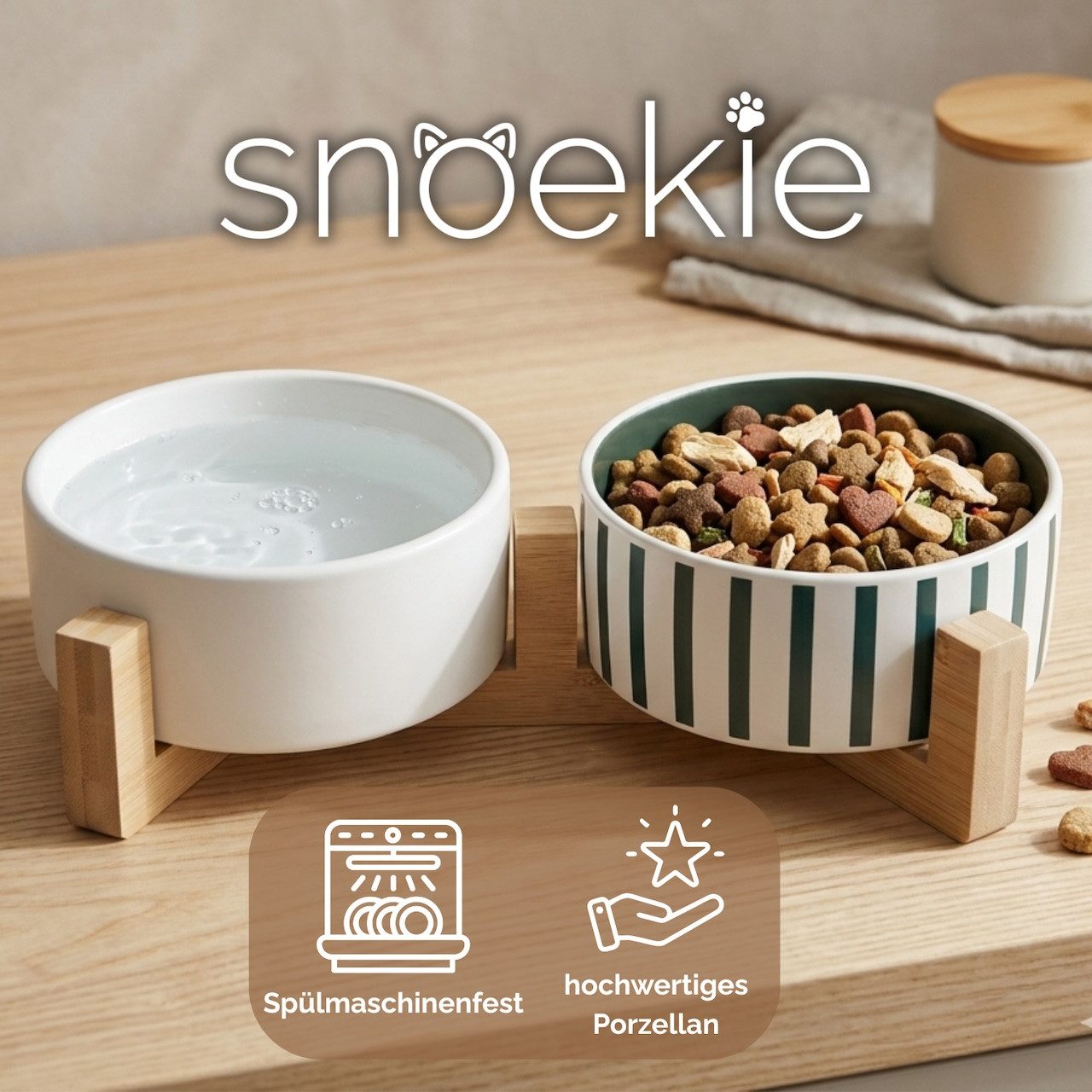 SNOEKIE Futternapf SNOEKIE Hundenapf set, Keramik, für Hunde 10–30 kg, Klapperfrei, Keramik, Ergonomisches Design