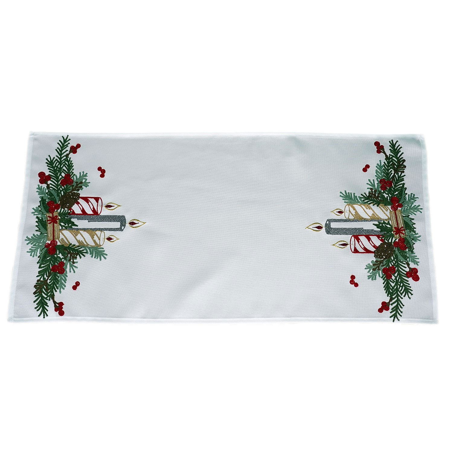 Tischdecke Tischläufer Stickerei Adventsgesteck Winter Weihnachten Advent