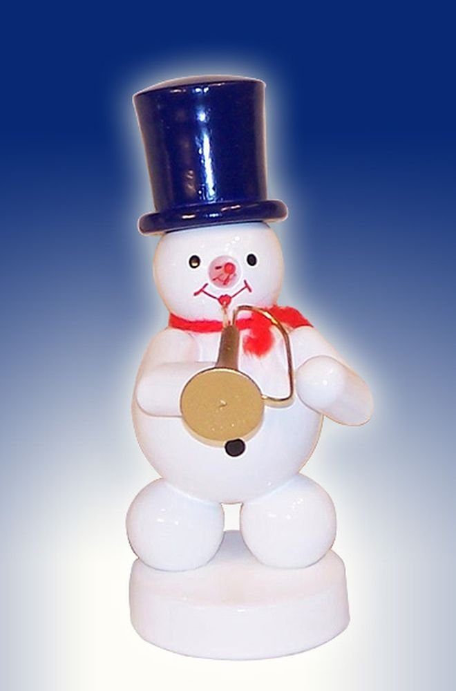 Sammelfigur Weihnachtsdekoration Schneemann mit Trompete Höhe 8cm NEU
