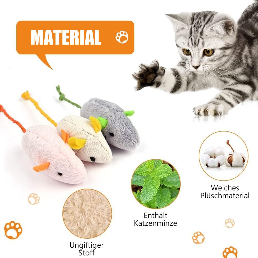 TUWENA Tierkuscheltier 18 Stück Katzenminzen Spielzeug, Plüsch Katzenspielzeug Maus Set, (18-tlg) Für Katzen zum Spielen, Streicheln, Zähneknirschen und zur Vertreibung