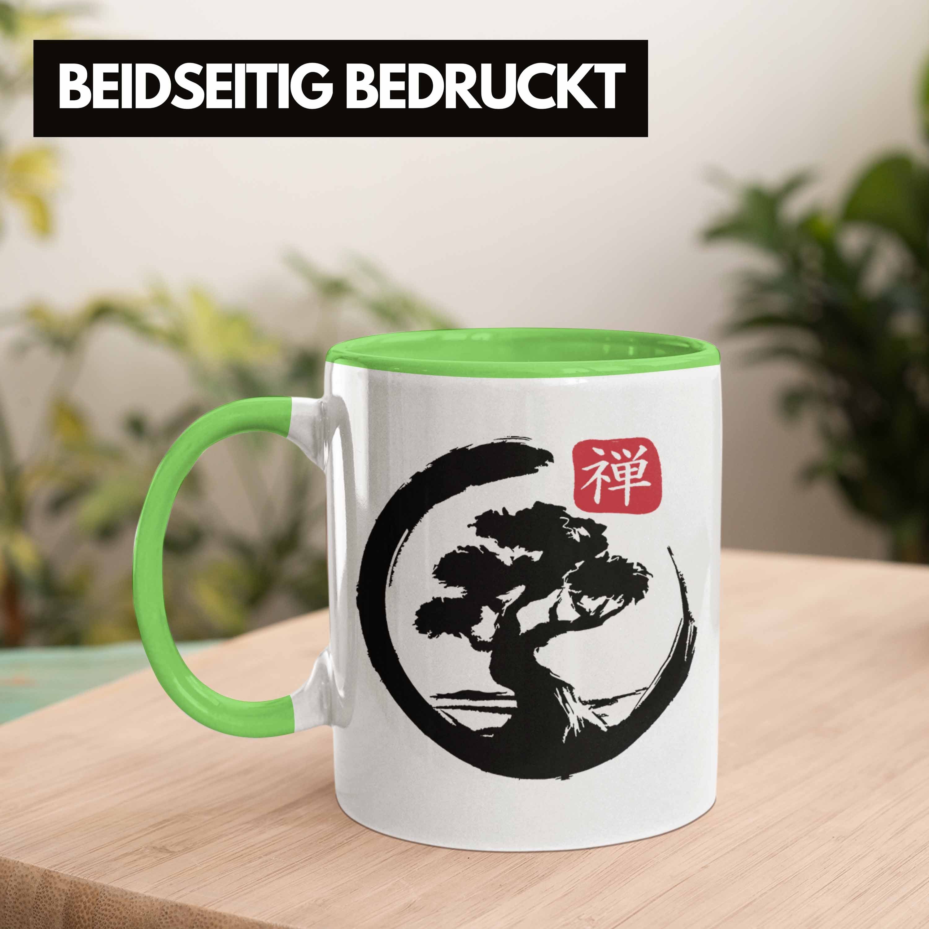 Silhoette für Bonsai-Liebhaber Grün Lustige Geschenk Trendation Bonsai Tasse Tasse