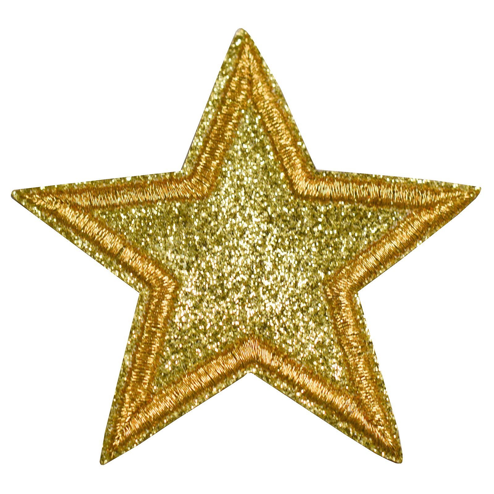 maDDma Пластырь 3 Glitzer Stern Aufbügler 65mm Пластырь Applikationen, Polyester, Polyethylen Schicht, (3 er Paket), gold