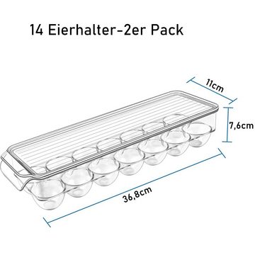 zggzerg Eierbecher Eierhalter Kühlschrank 2 Stück,Eierbox mit 14 Fächern,Deckel und Griff, (2-tlg)