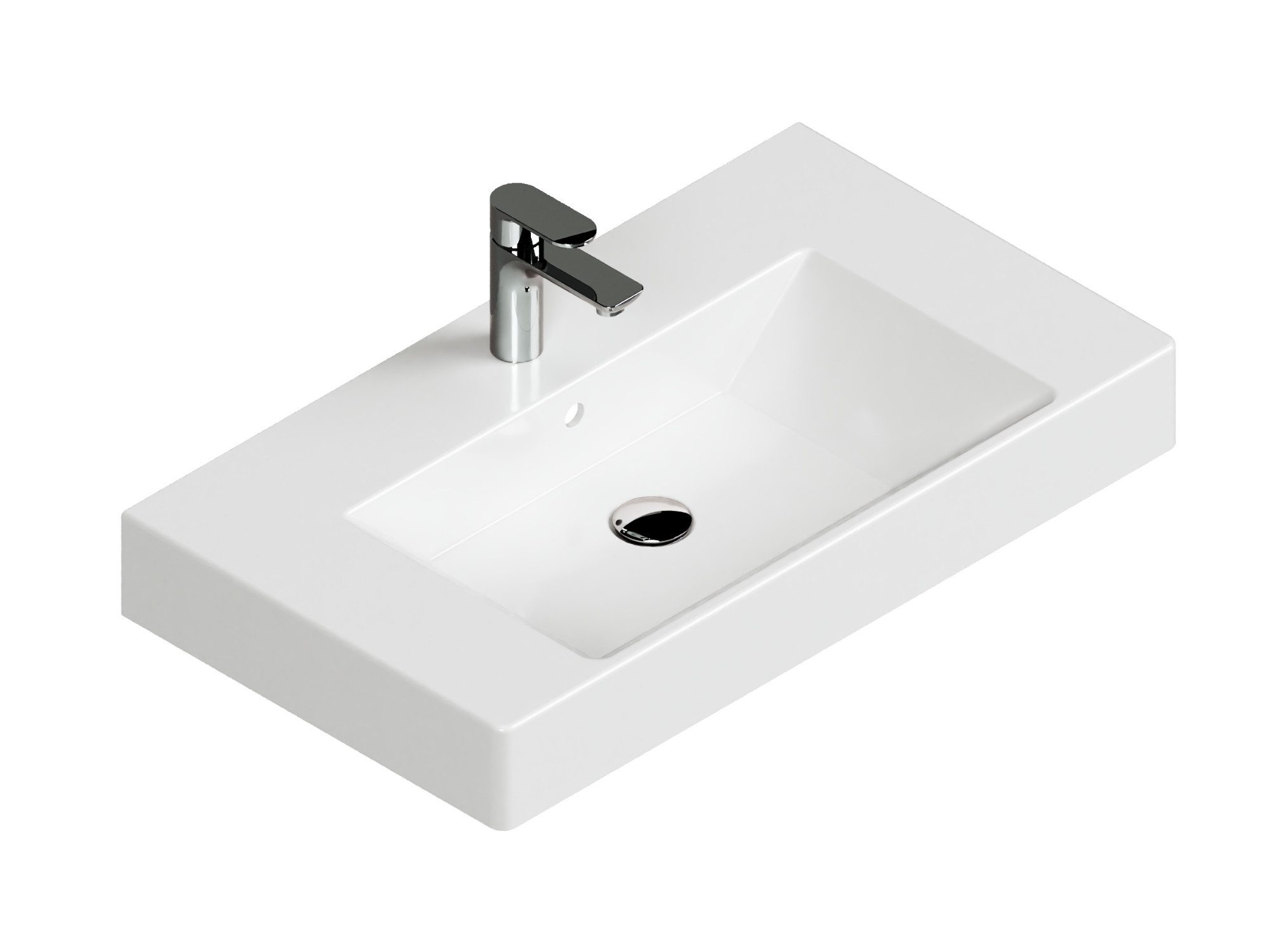 Aqua Bagno Waschbecken 80cm weiß eckig günstig online kaufen