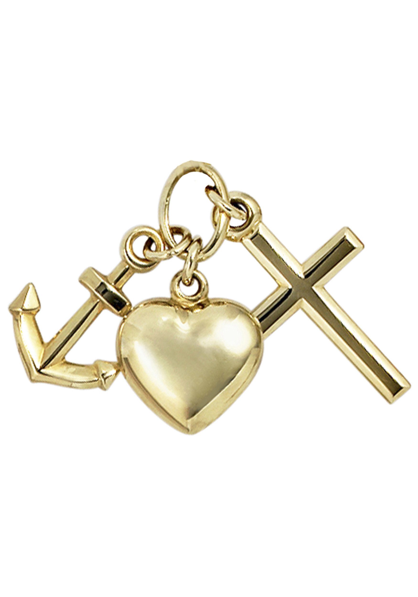 JOBO Kettenanhänger Anhänger Glaube, Liebe, Hoffnung, 333 Gold günstig online kaufen