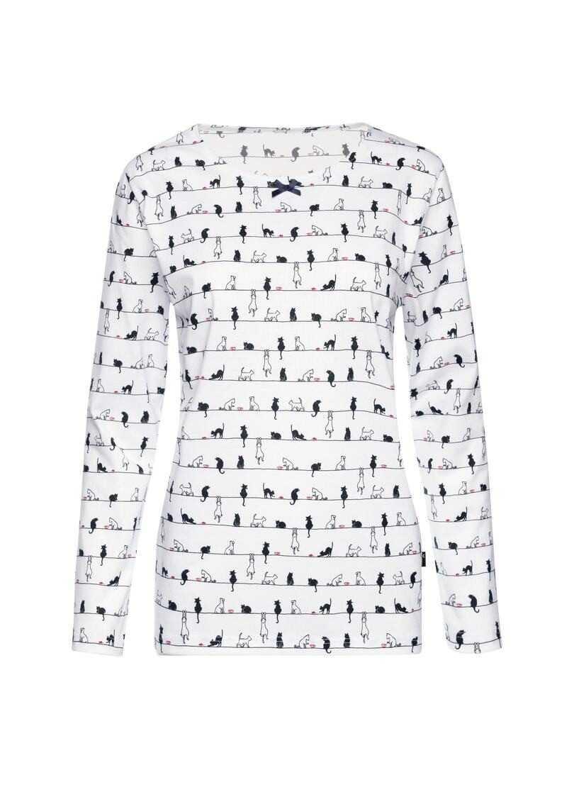 Trigema Schlafanzug TRIGEMA Langarmshirt mit Katzenmotiv (1 tlg) günstig online kaufen
